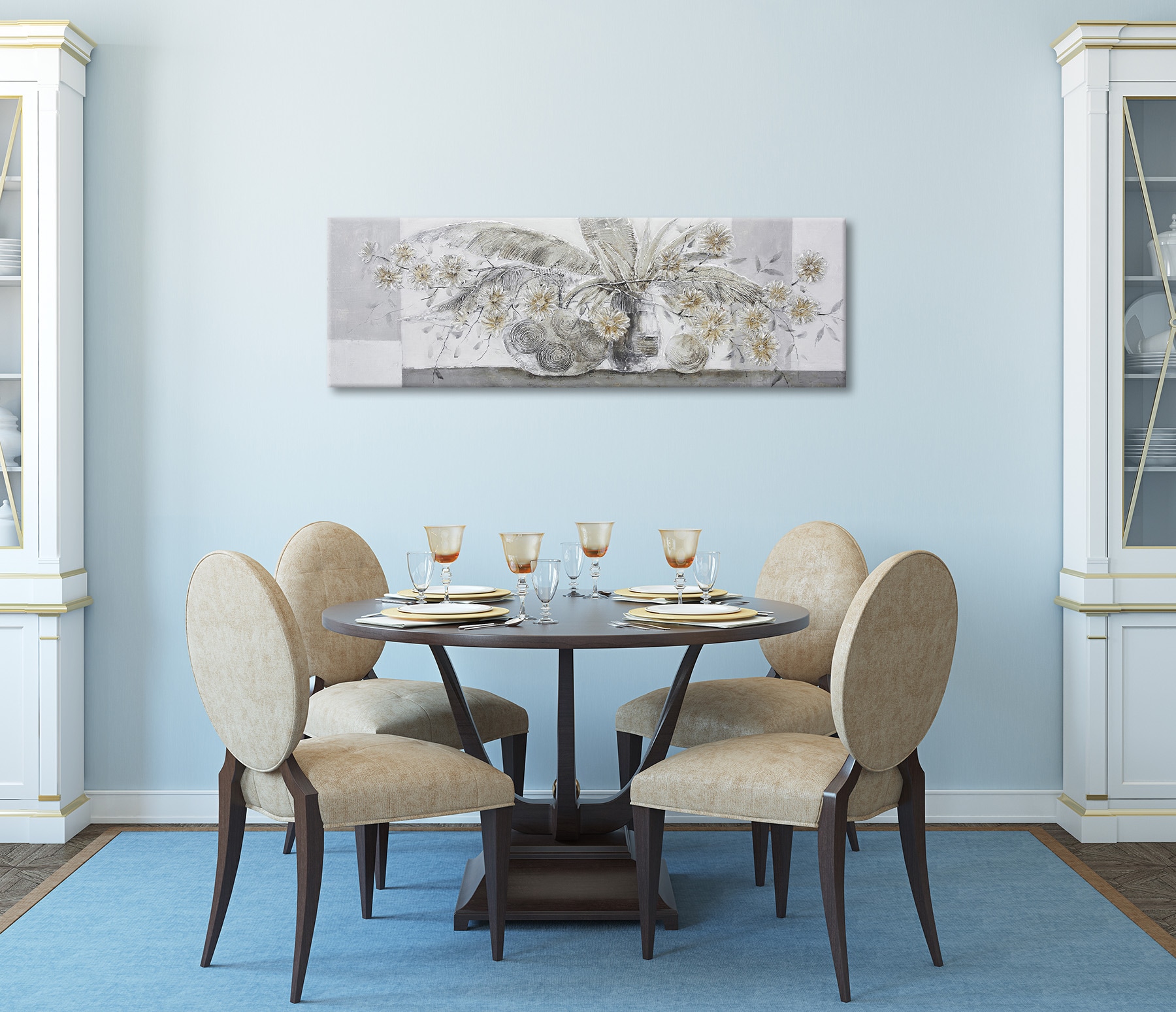 Bönninghoff Ölgemälde »handarbeit BLUMENVASE 40x120 cm – Wandbild Kunst Deko modern« Blumen | Blätter | Vasen handgefertigt, jedes Bild ein Unikat