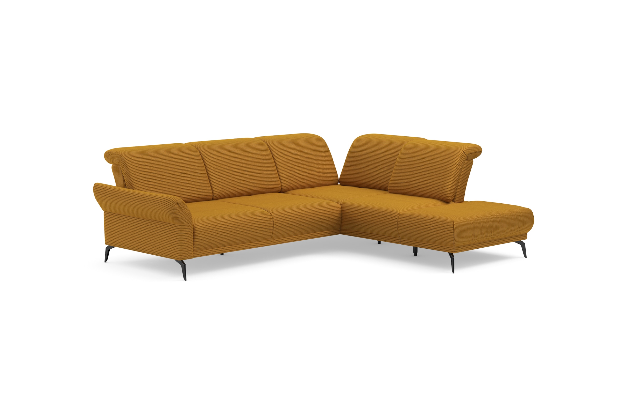 INOSIGN Ecksofa »Coco L-Form«, Sitztiefen-, Arm- und Kopfteilverstellung, Cord-Bezug, Fusshöhe 15 cm
