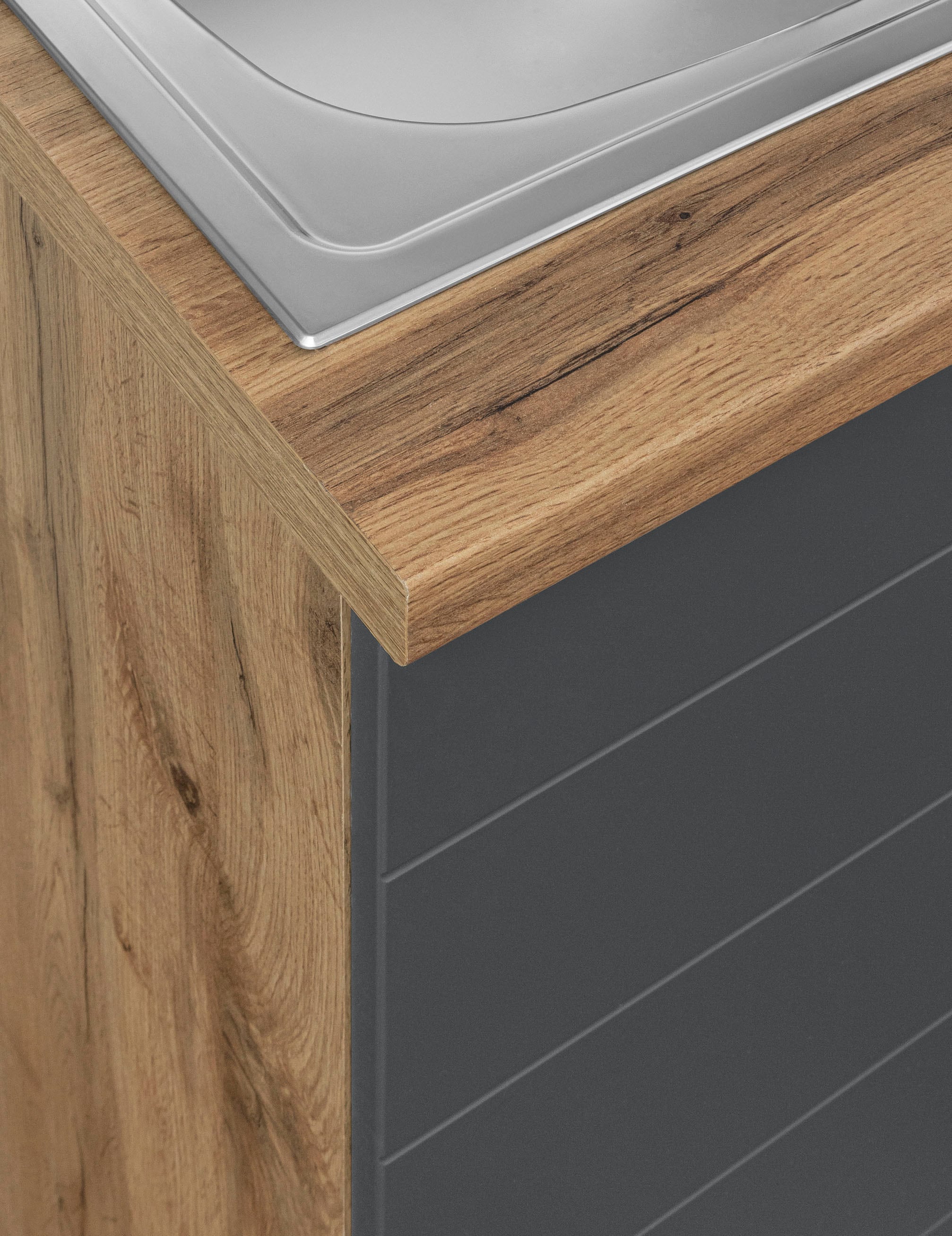 KOCHSTATION Kitchenette »KS-Luhe« 240 cm de large, au choix avec ou sans appareils électroniques, façades MDF fraisées