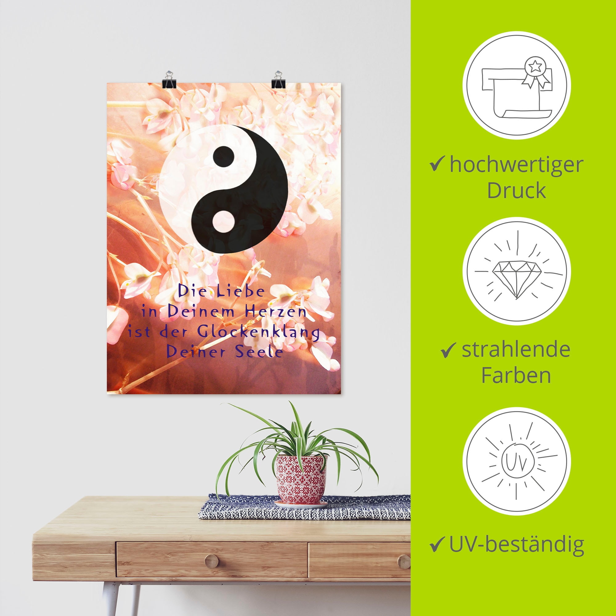 Artland Wandbild »Yin Yang Glockenklang«, Spirituelle Bilder, (1 St.), als Poster, Wandaufkleber in verschied. Grössen