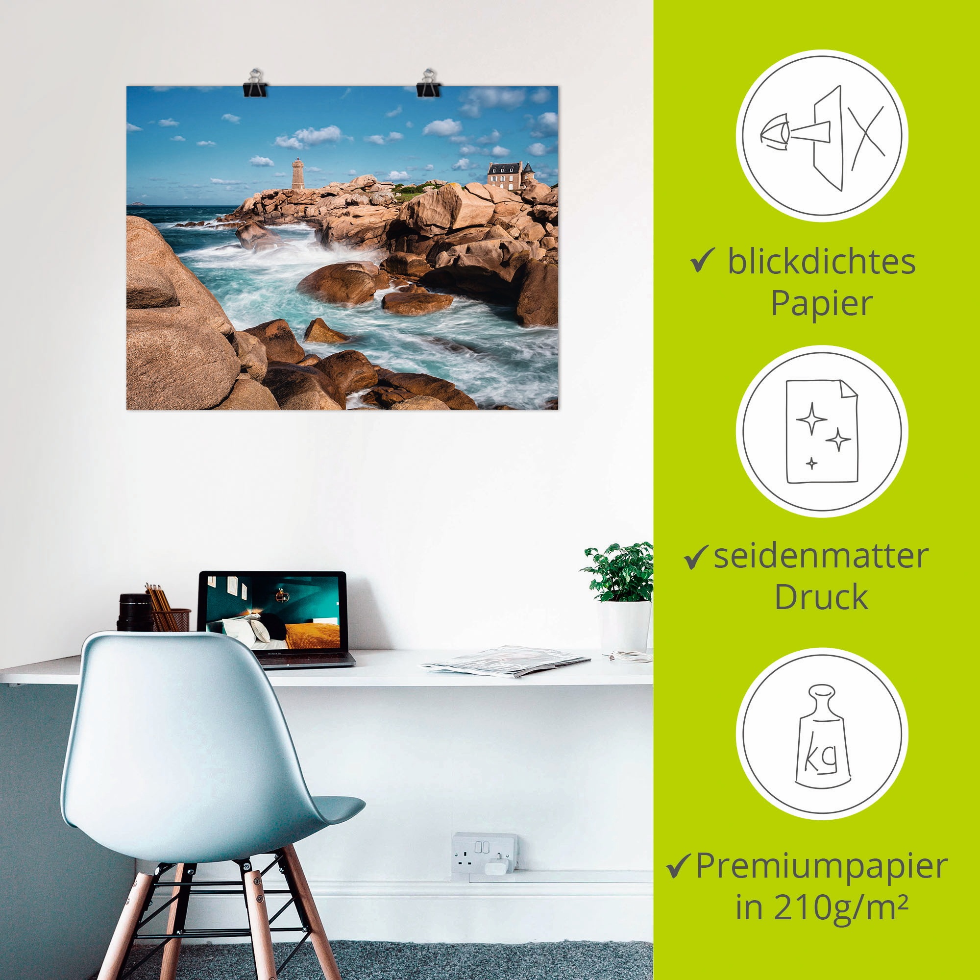 Artland Wandbild »Atlantikküste Bretagne bei Ploumanach«, Küste, (1 St.), als Leinwandbild, Poster in verschied. Grössen