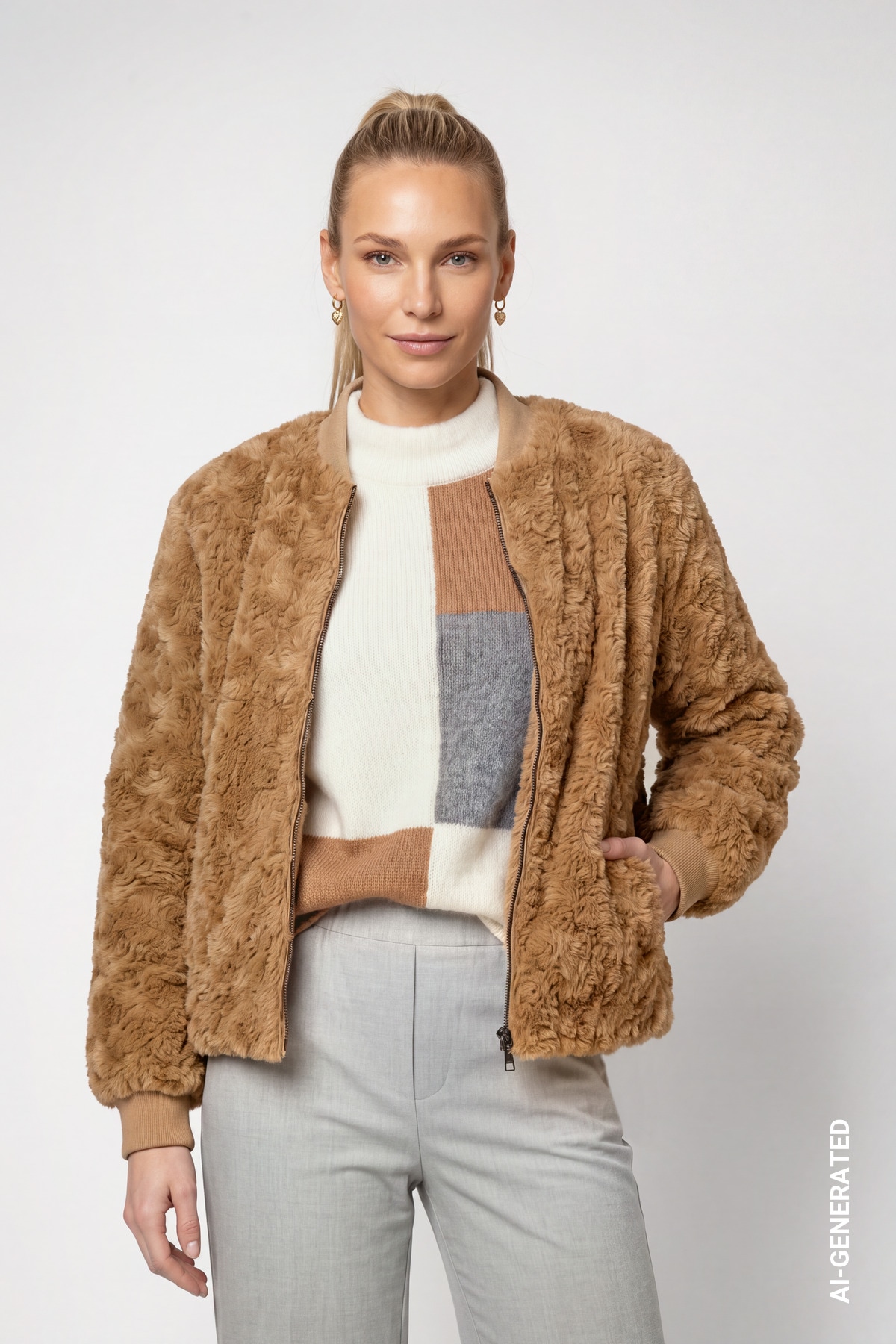 Image of Monari Fellimitatjacke "Jacke fake fur" ohne Kapuze Regular fit mit Kunstfell