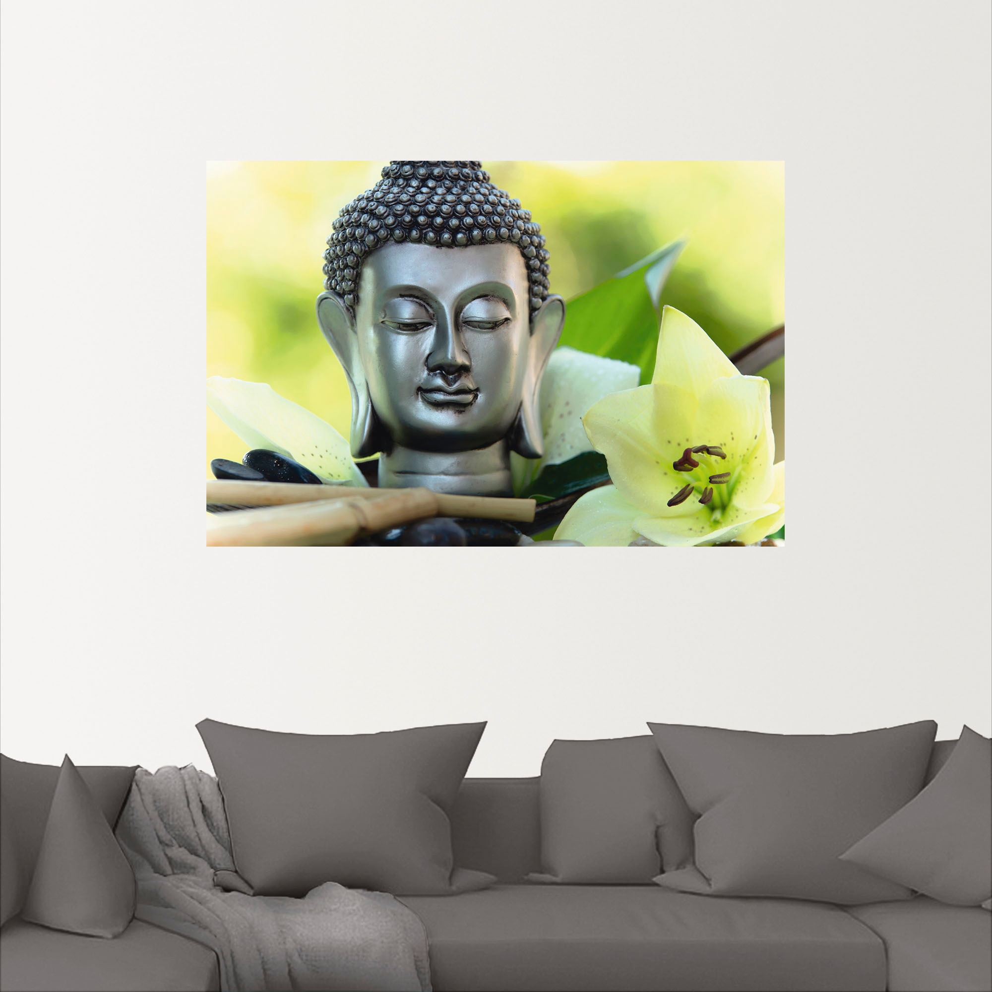 Artland Wandbild »Entspannung und Ruhe mit Buddha«, Buddhismus, (1 St.), als Alubild, Outdoorbild, Leinwandbild, Poster, Wandaufkleber