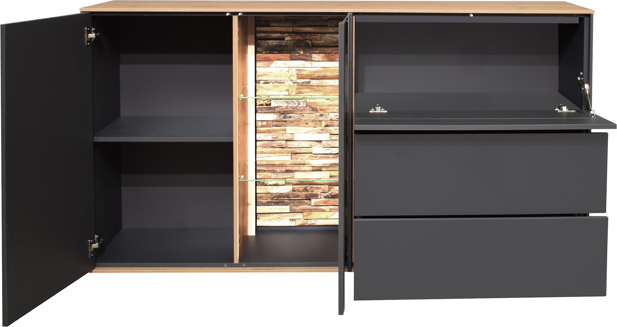 Mäusbacher Kommode Faro Sideboard B 169 cm, inkl. Beleuchtung, Push to open Funktion