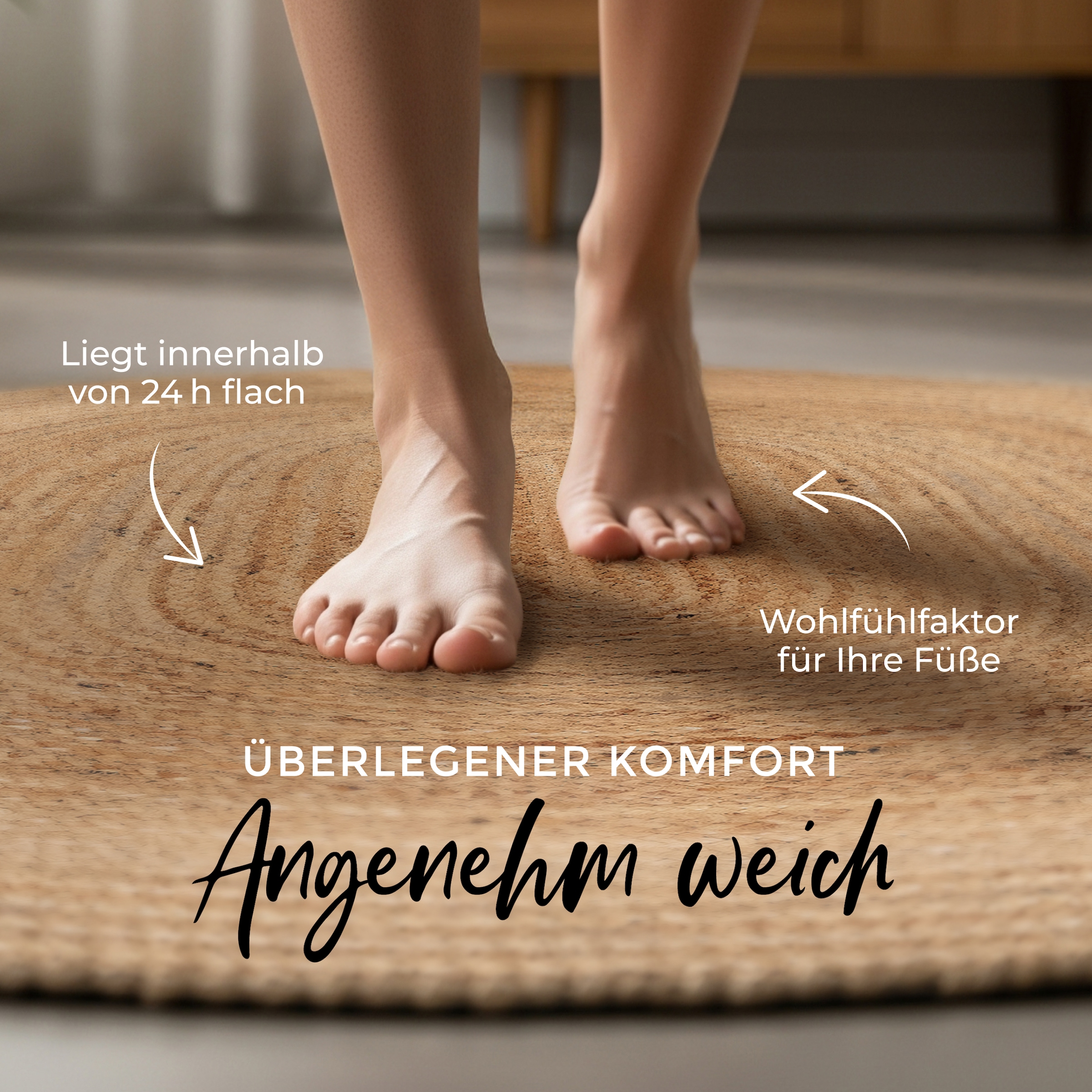 carpetfine Teppich »Nele Juteteppich Naturfaser«, rund, 6 mm Höhe, geflochtener Wendeteppich aus 100%Jute, in rund und oval, viele Grössen