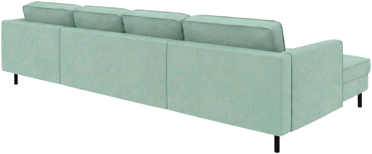 Home affaire Wohnlandschaft »Booster II, whlw. mit Schlaffunktion & Bettkasten, Fuss schwarz« Sofa in U-Form, Breite 305 cm, in Cord oder Struktur LEO o. LINO