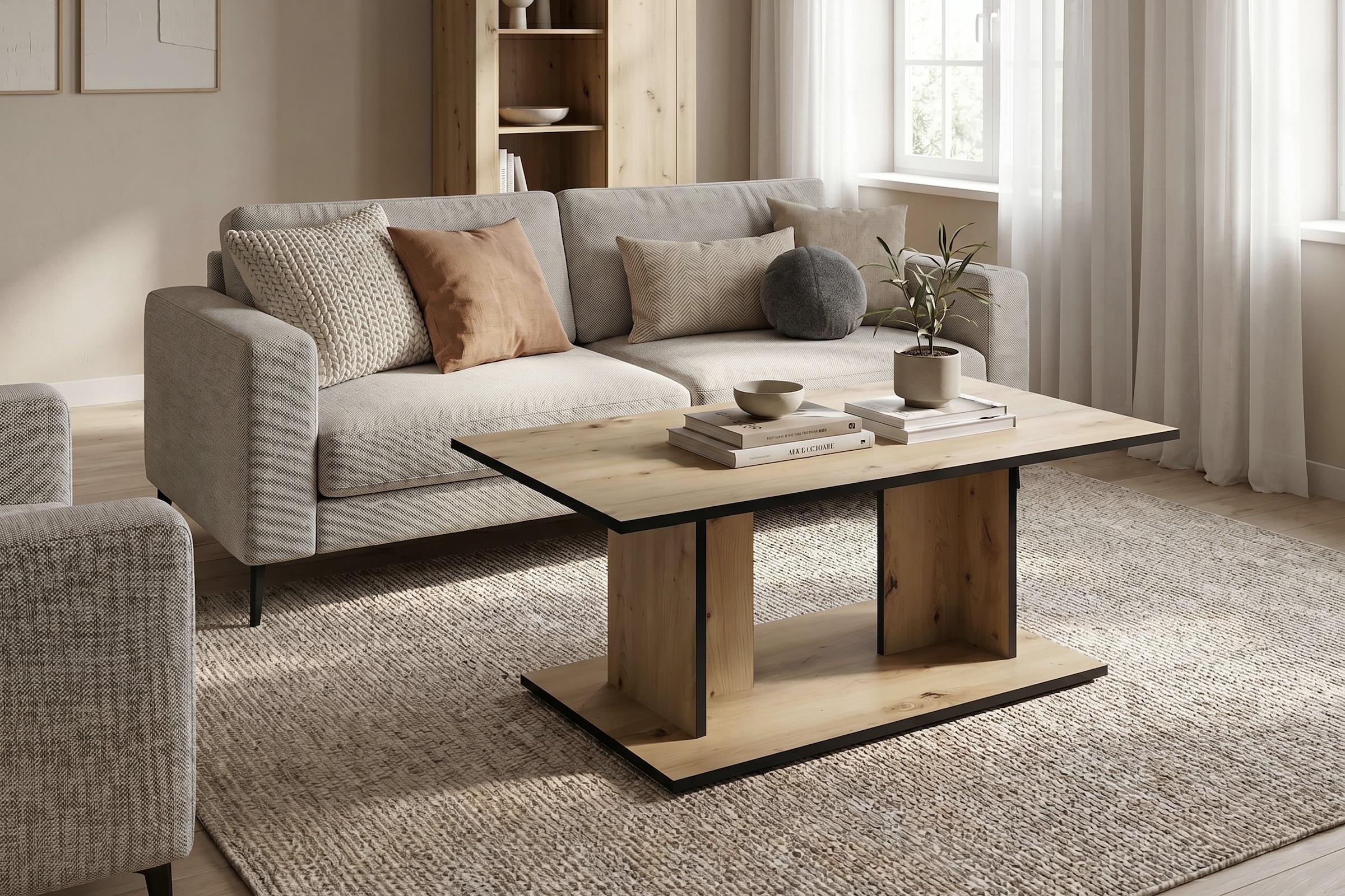 byLIVING Table basse »TOM« Aspect chêne ou blanc, bord noir, capacité de charge 40 kg, L : 110 cm
