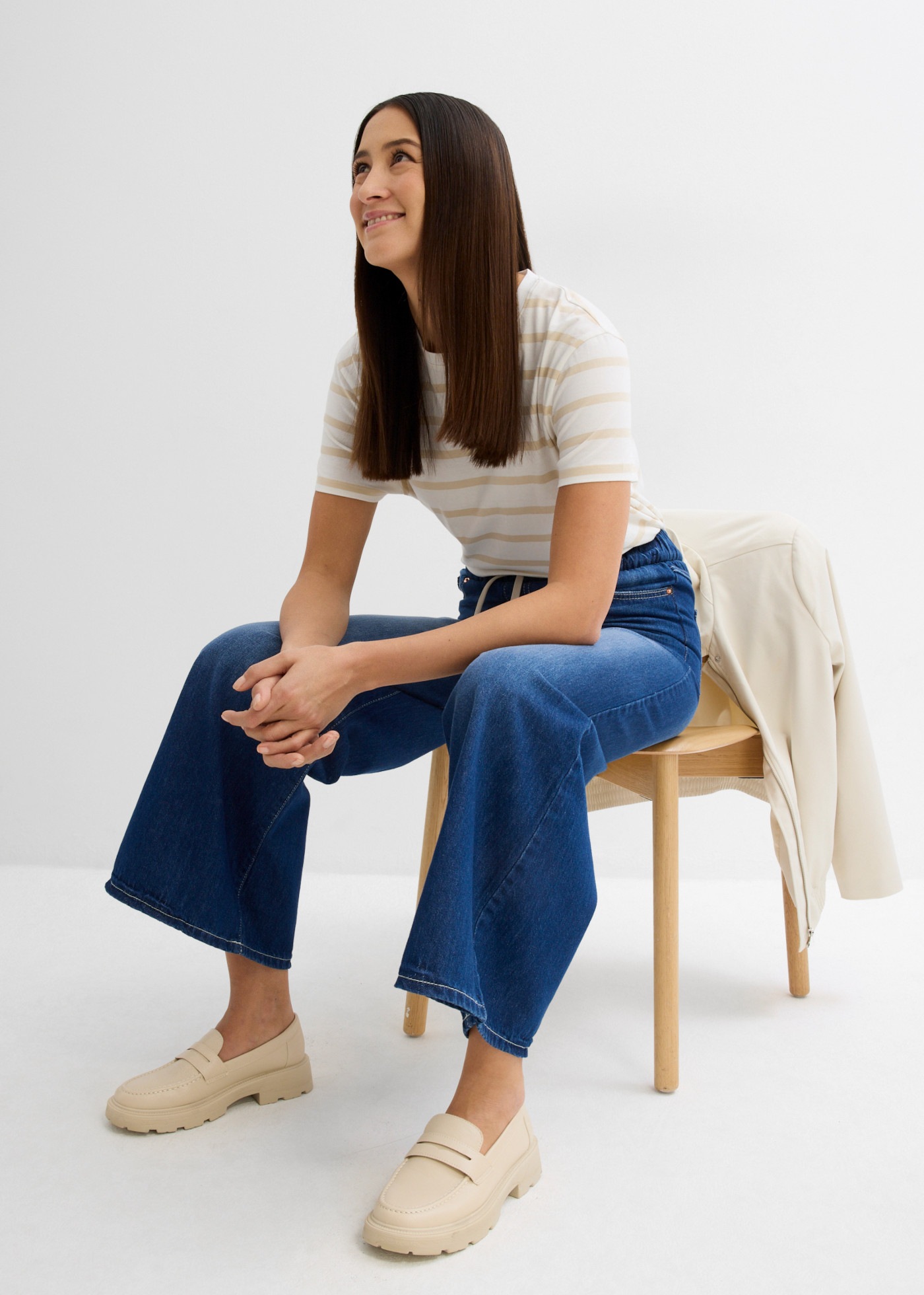 bonprix Weite Jeans mit Bequembund, lockere Passform im Loose Fit