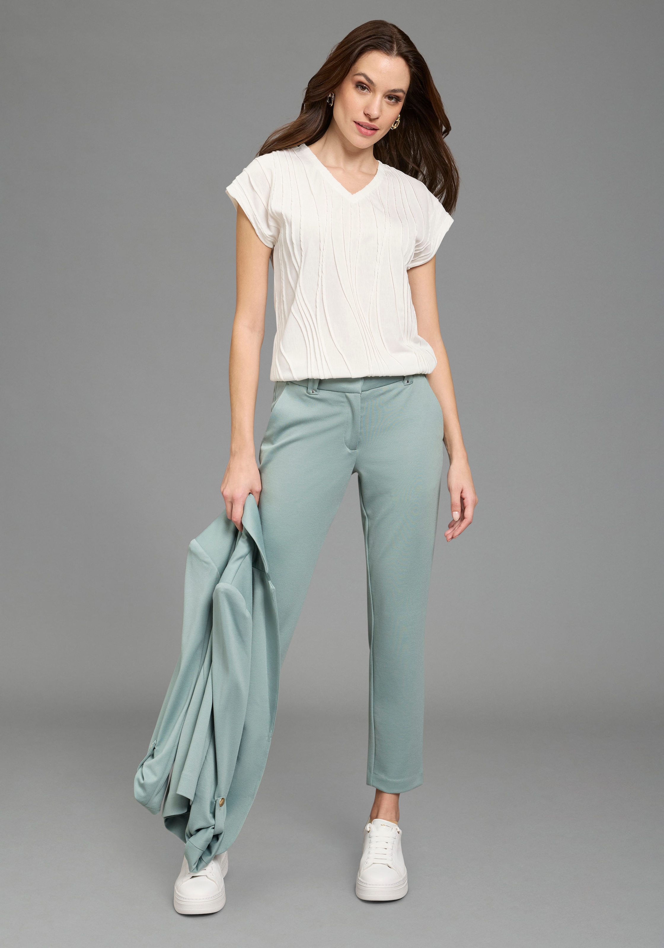 Bruno Banani Pantalon paperbag  aus elastischem Milano Rib Material, bequeme Passform