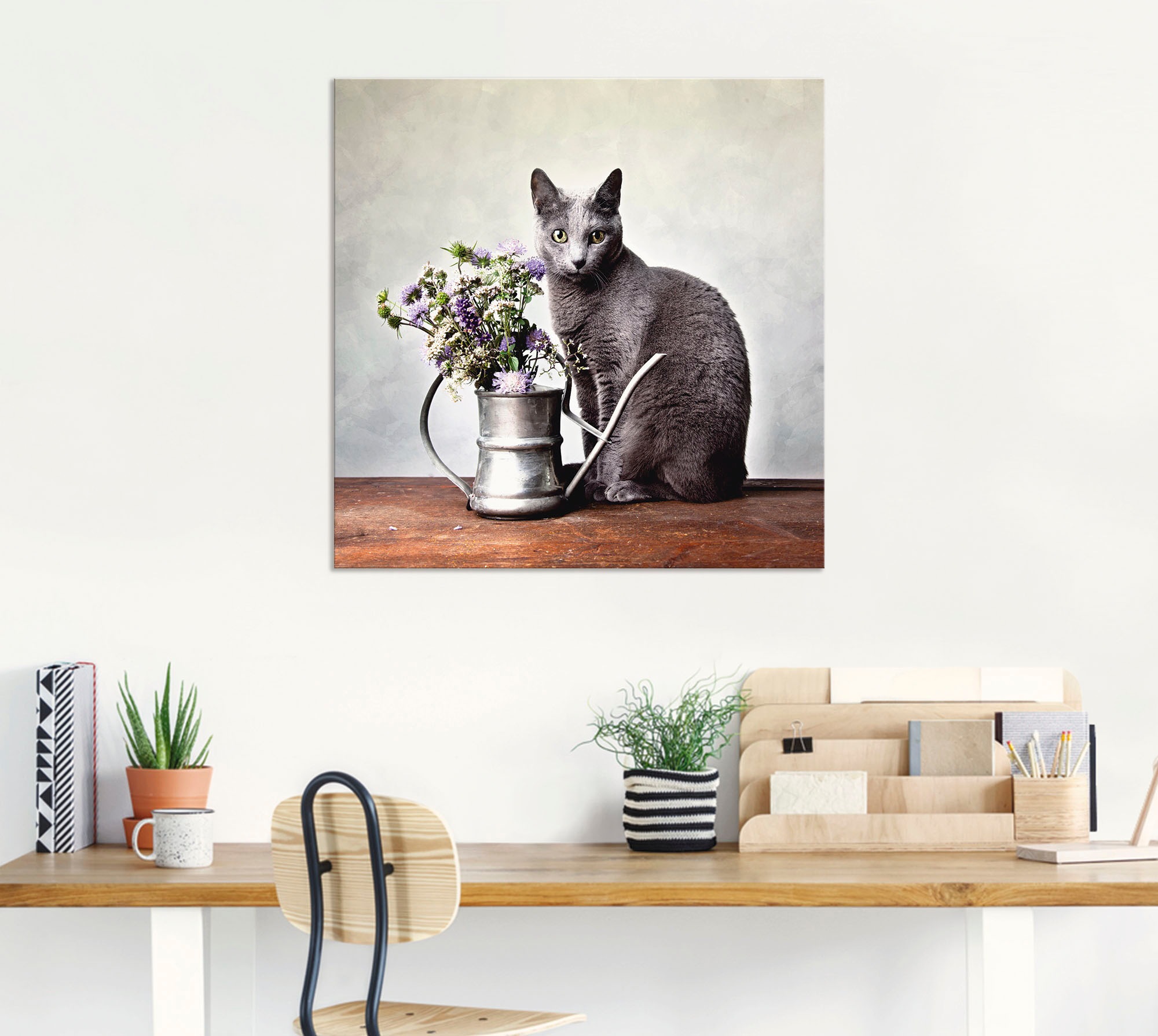 Artland Wandbild »Katze mit Deko«, Haustiere, (1 St.), als Alubild, Outdoorbild, Leinwandbild in verschied. Grössen