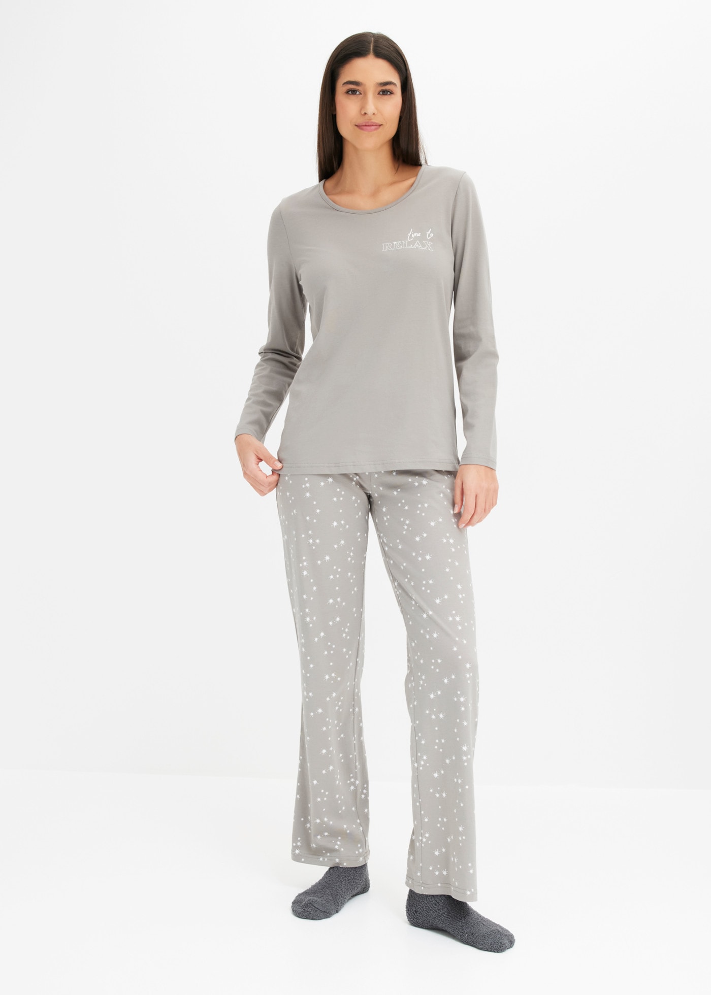 Image of bonprix Pyjama Set, für Erwachsene, aus Baumwolle, mit elastischem Hosenbund