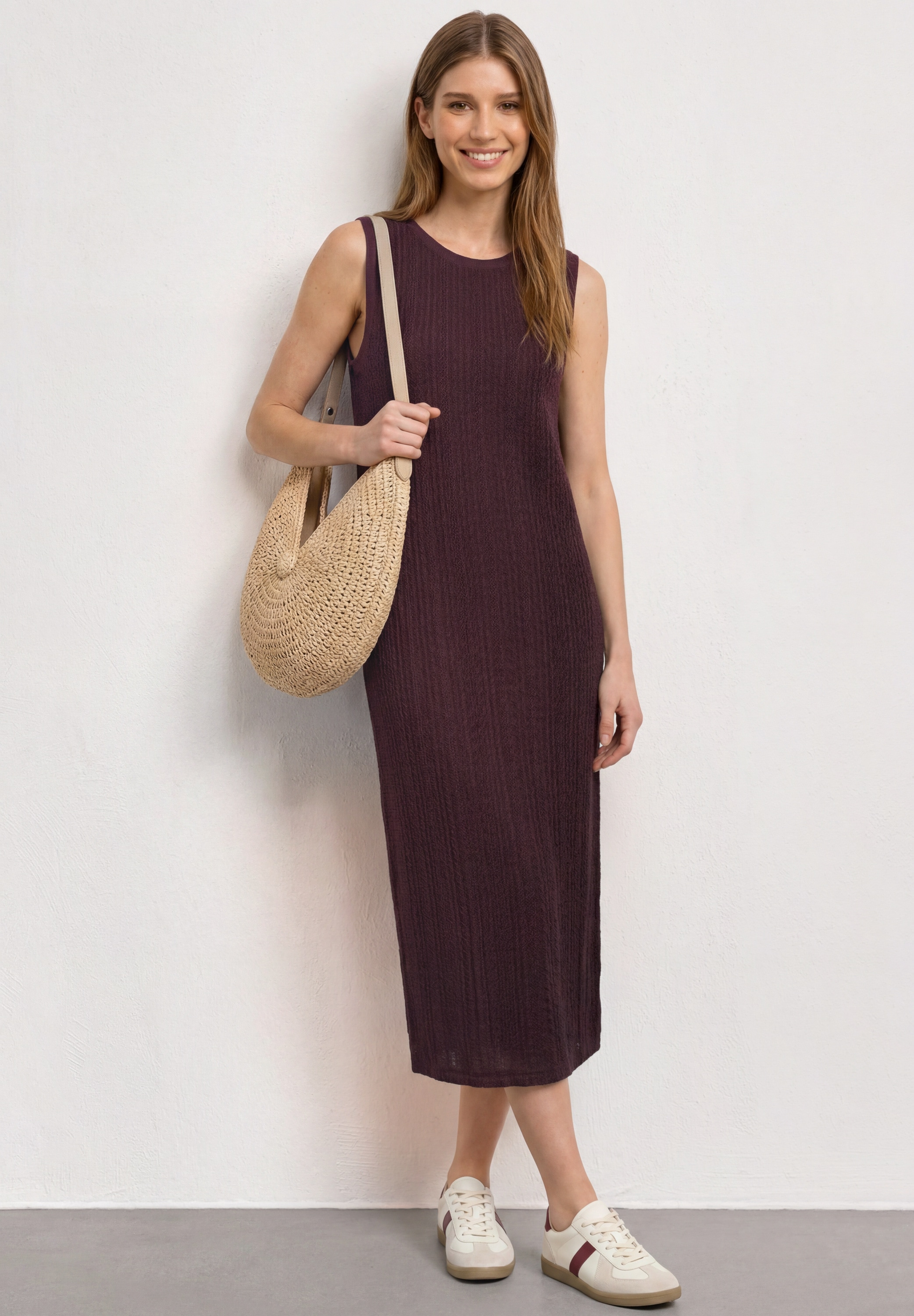 STREET ONE Robe midi Sans poches robe d'été avec dentelle et col rond