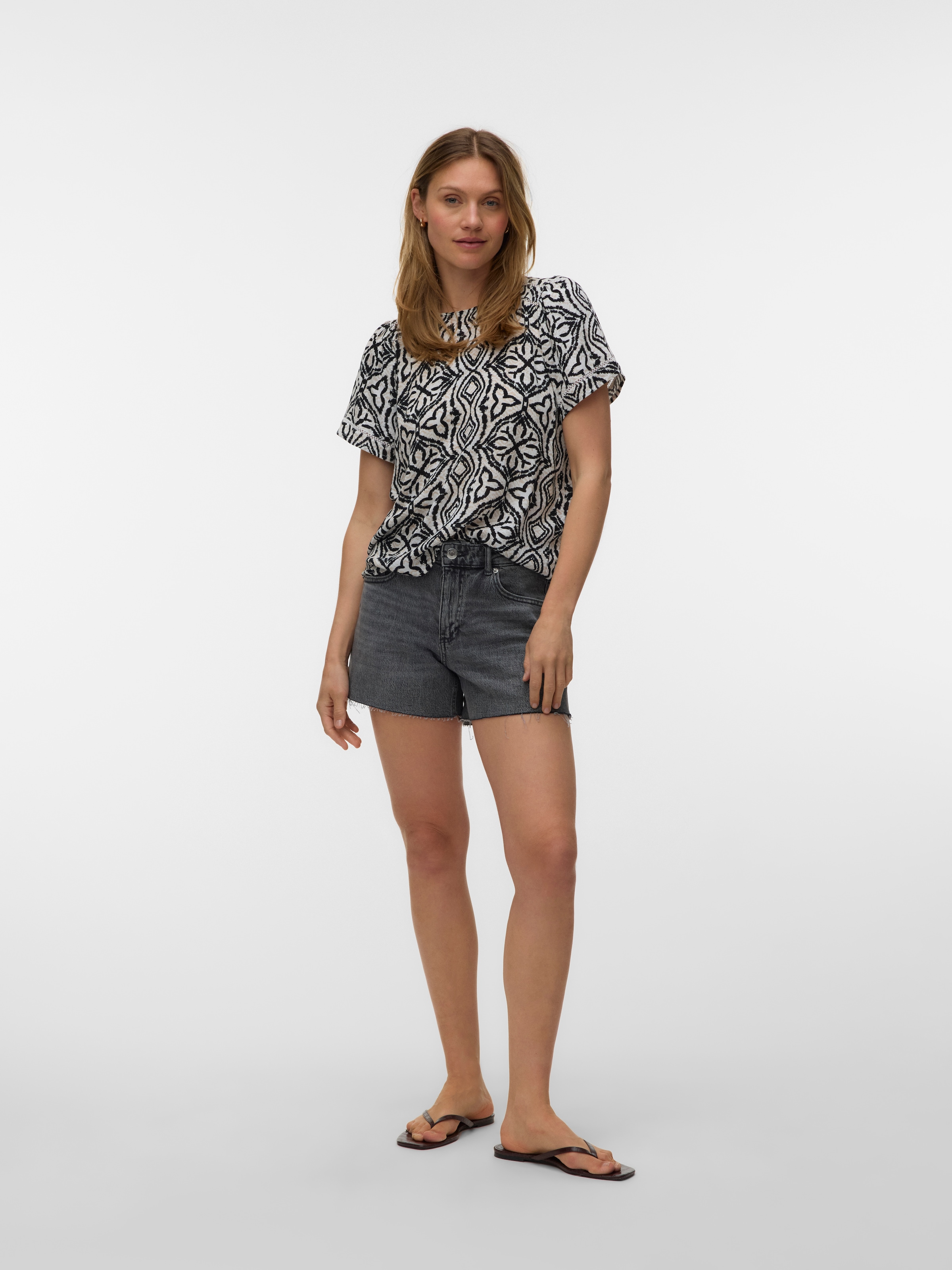 Vero Moda Chemisier à chemise »VMMENNY LACE SS TOP WVN GA« Viskose, regular fit