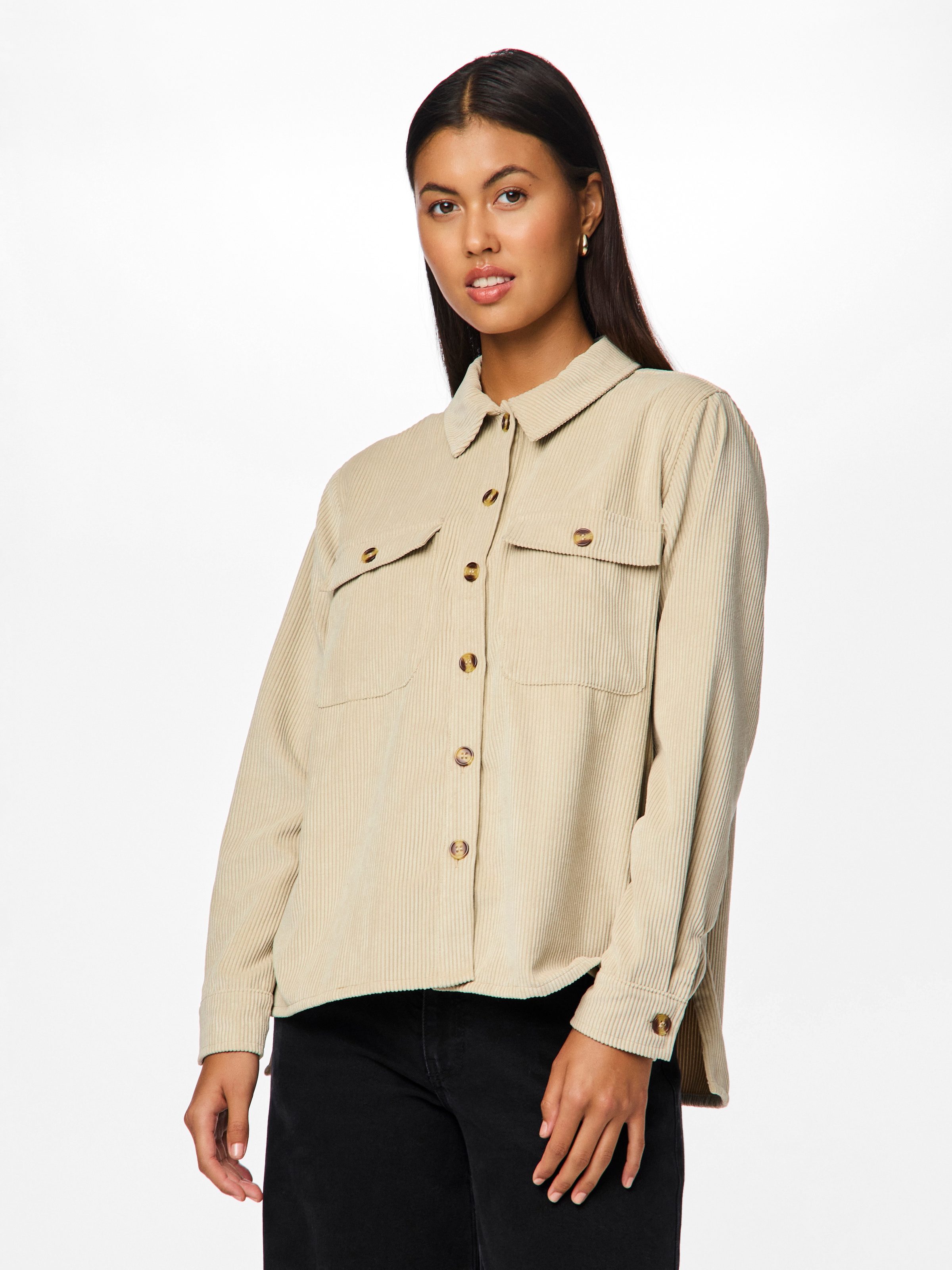 Image of pieces Hemdbluse "PCEFFI LS SHIRT WVN NOOS" Materialmix, loose fit