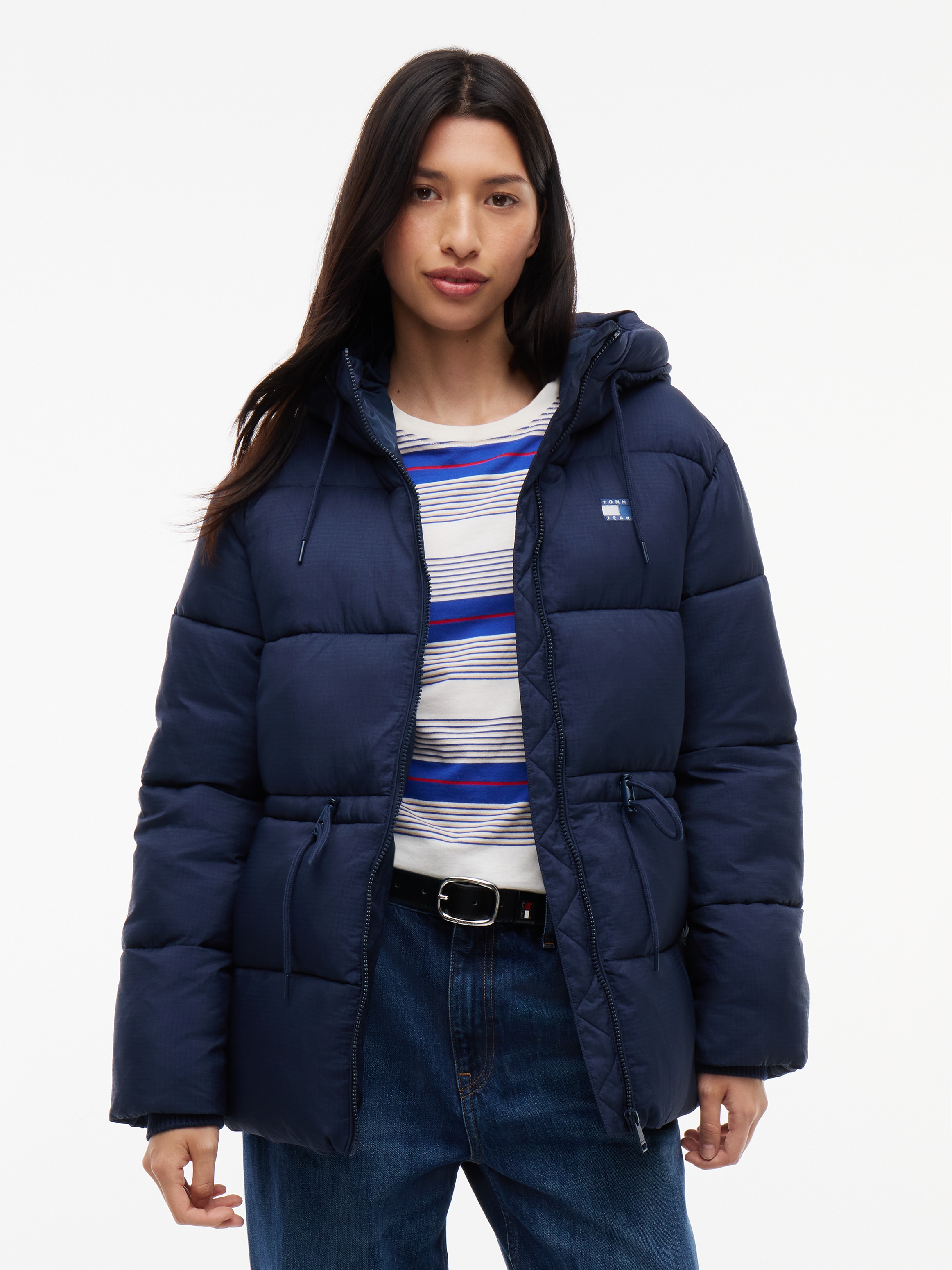 Image of Tommy Jeans Steppjacke "TJW HOODED MIDI PUFFER JACKET" mit Kapuze Kunstfaser