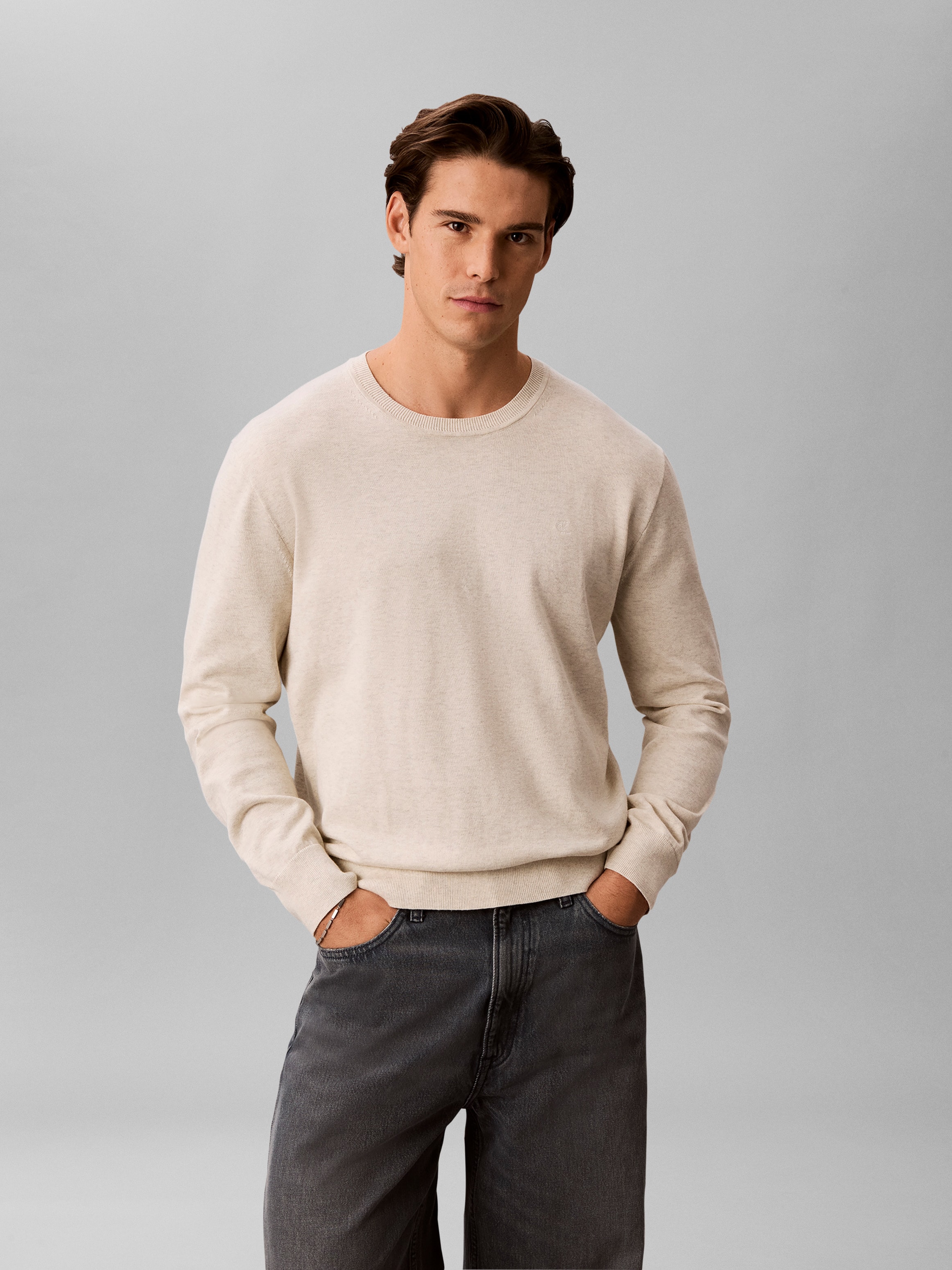 Calvin Klein Pull en tricot »LS SUPIMA COTTON CREW 14GG« avec encolure ronde
