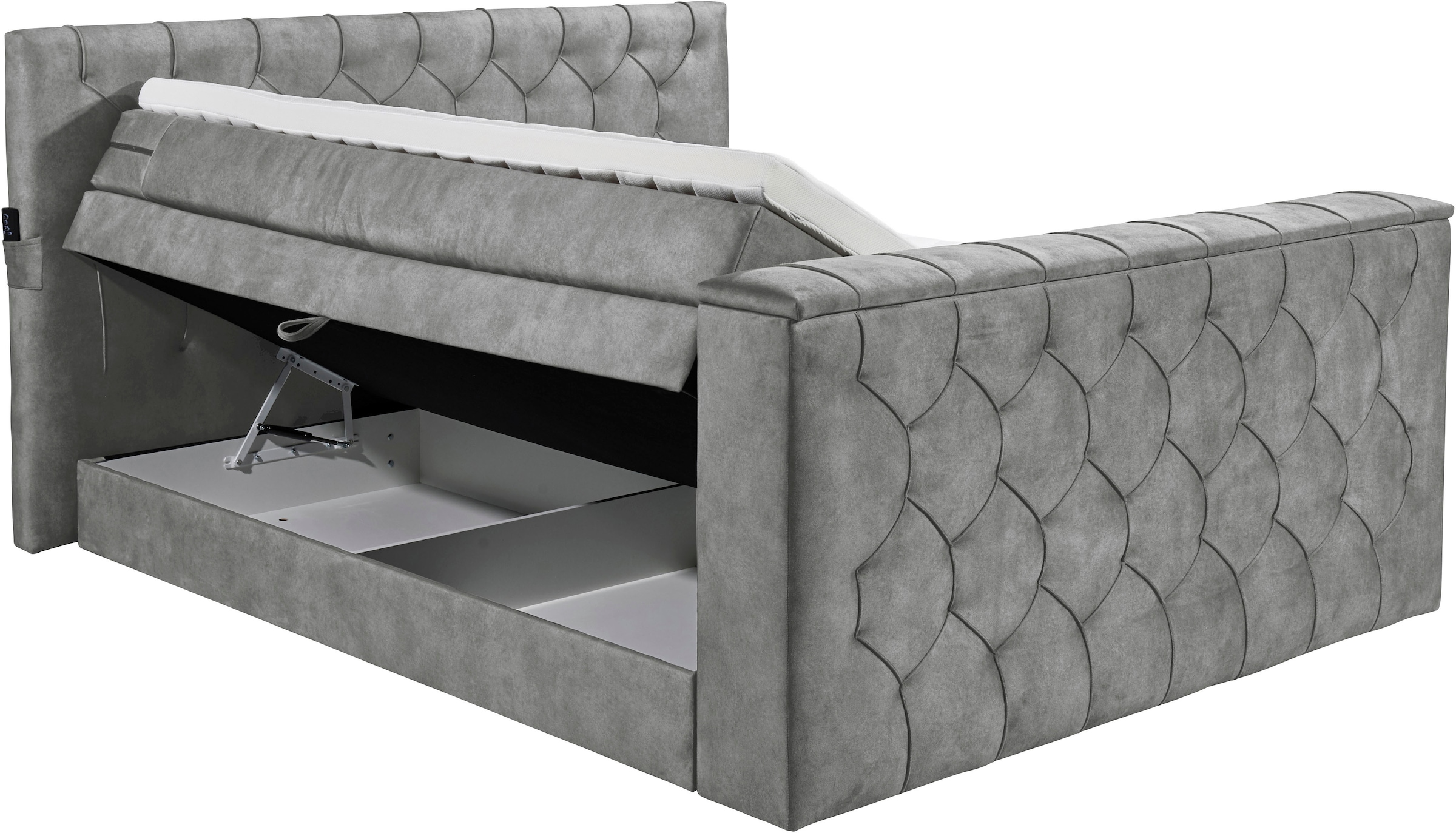 ED EXCITING DESIGN Boxspringbett »Springdale« mit Bettkasten, motorisierter TV-Halterung, Duo-Matratze (H3/H4)