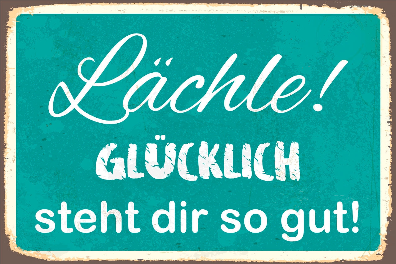 queence Tableau métallique »Glücklich« 1 cuis tlg. Stahlschilder