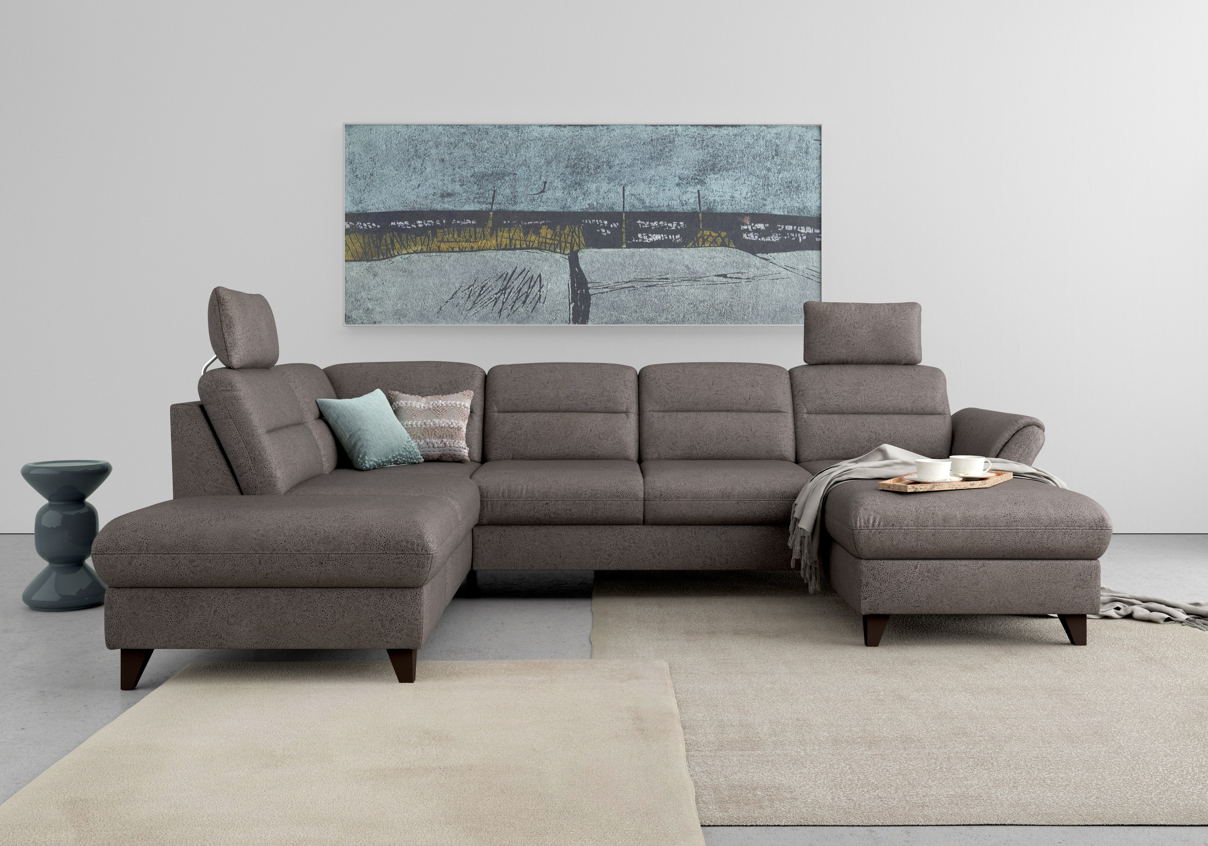 sit&more Wohnlandschaft »Mellum U-Form«, Federkern, wahlweise mit Bettfunktion, Stauraum und Armteilfunktion