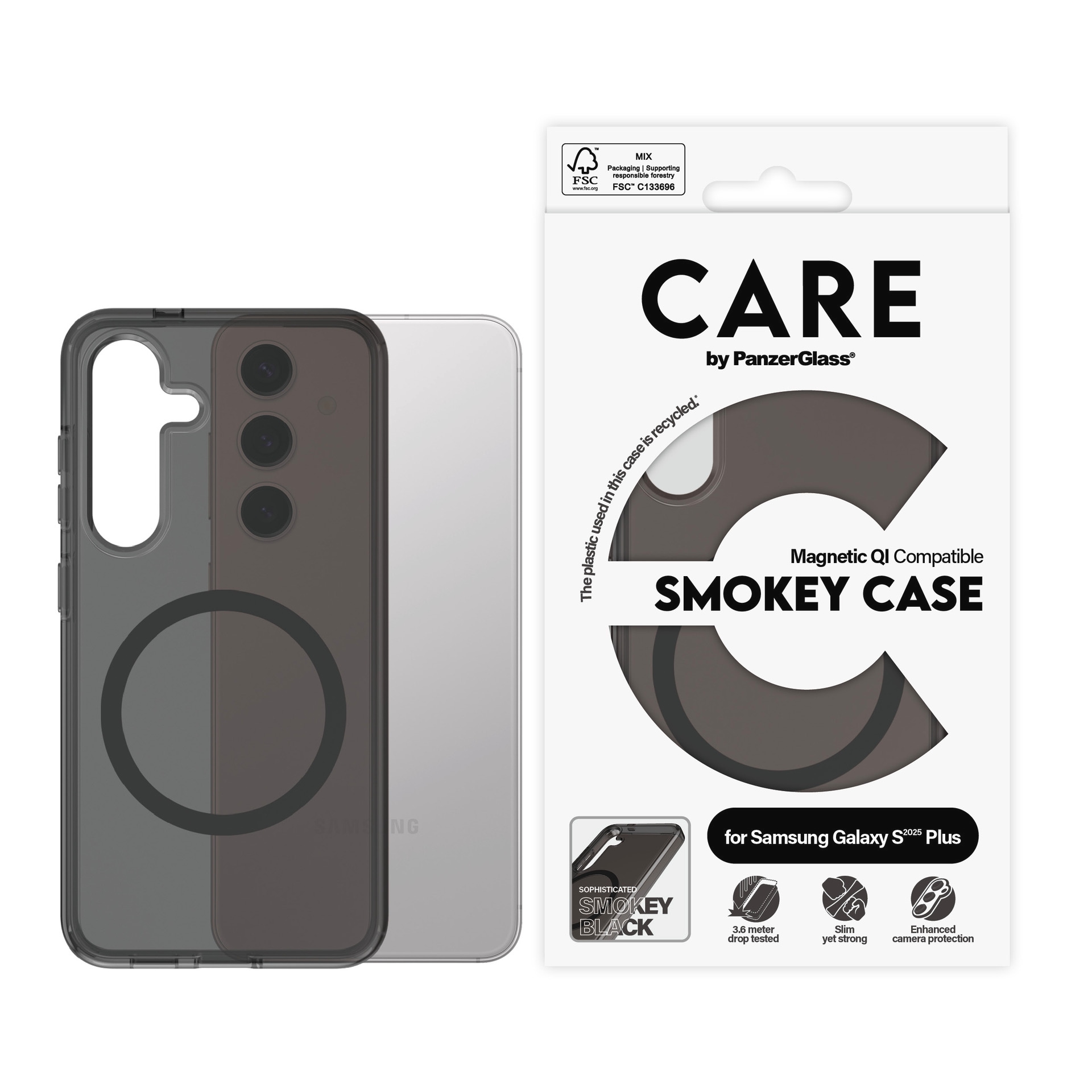 Image of CARE by PanzerGlass Handyhülle "Magnetic QI Compatible Smokey Case für Samsung Galaxy S25 Plus" Backcover, Schutzhülle, Handyschutzhülle, Case, Schutzcase, stossfest