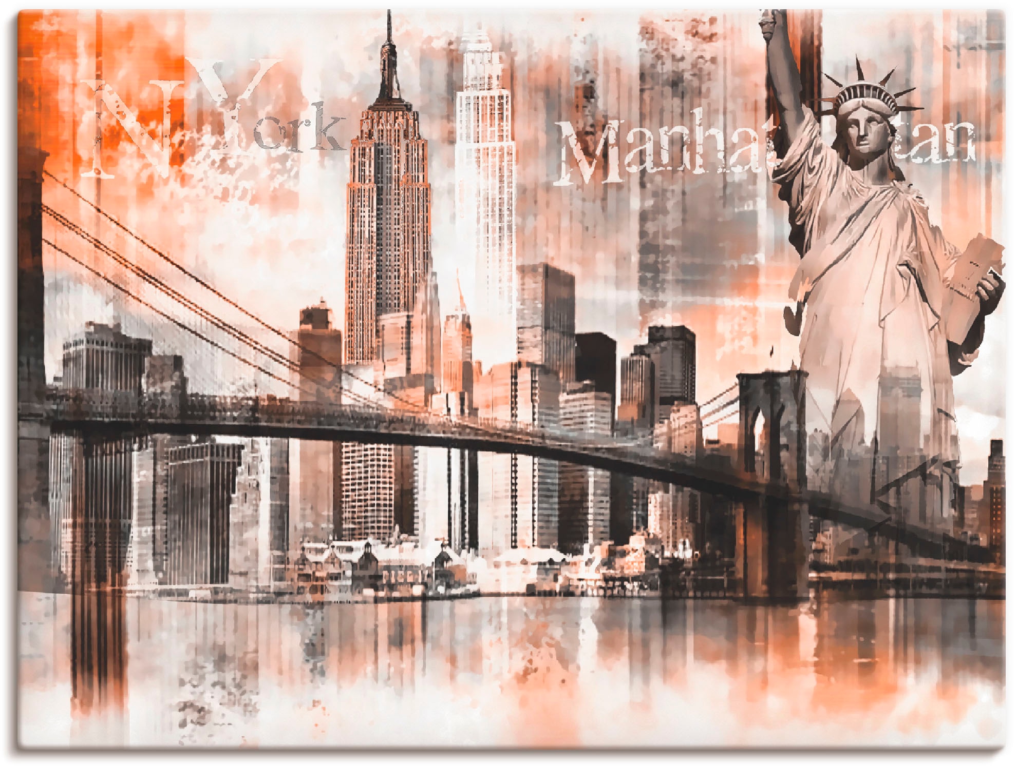 Image of Artland Leinwandbild "New York Skyline Collage V" Amerika 1 Stk. tlg. auf Holzrahmen gespannt