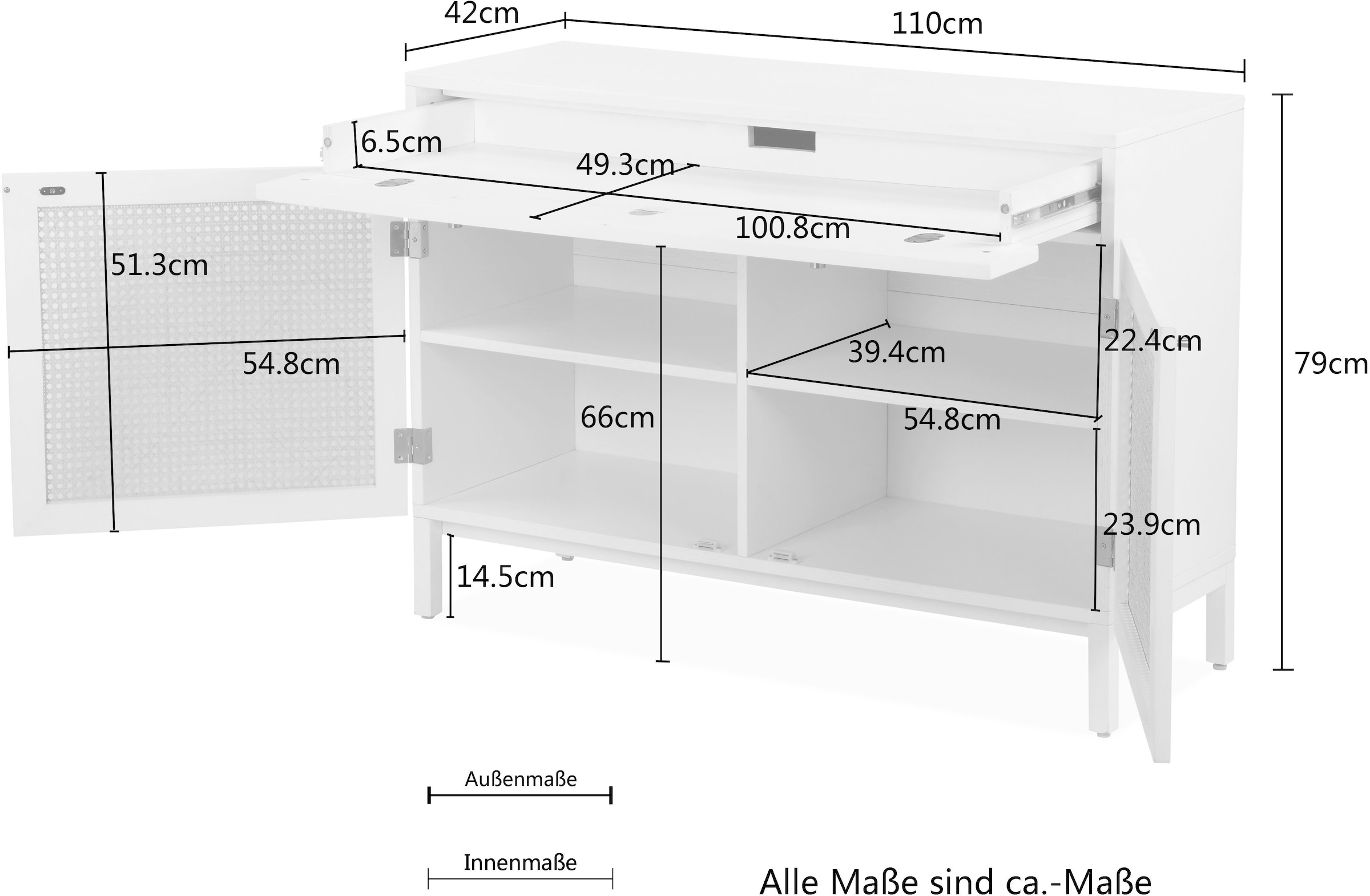 andas Sideboard »Gatwick«, ausziehbare Schreibtischplatte, Massivholz, Design by Morten Georgsen