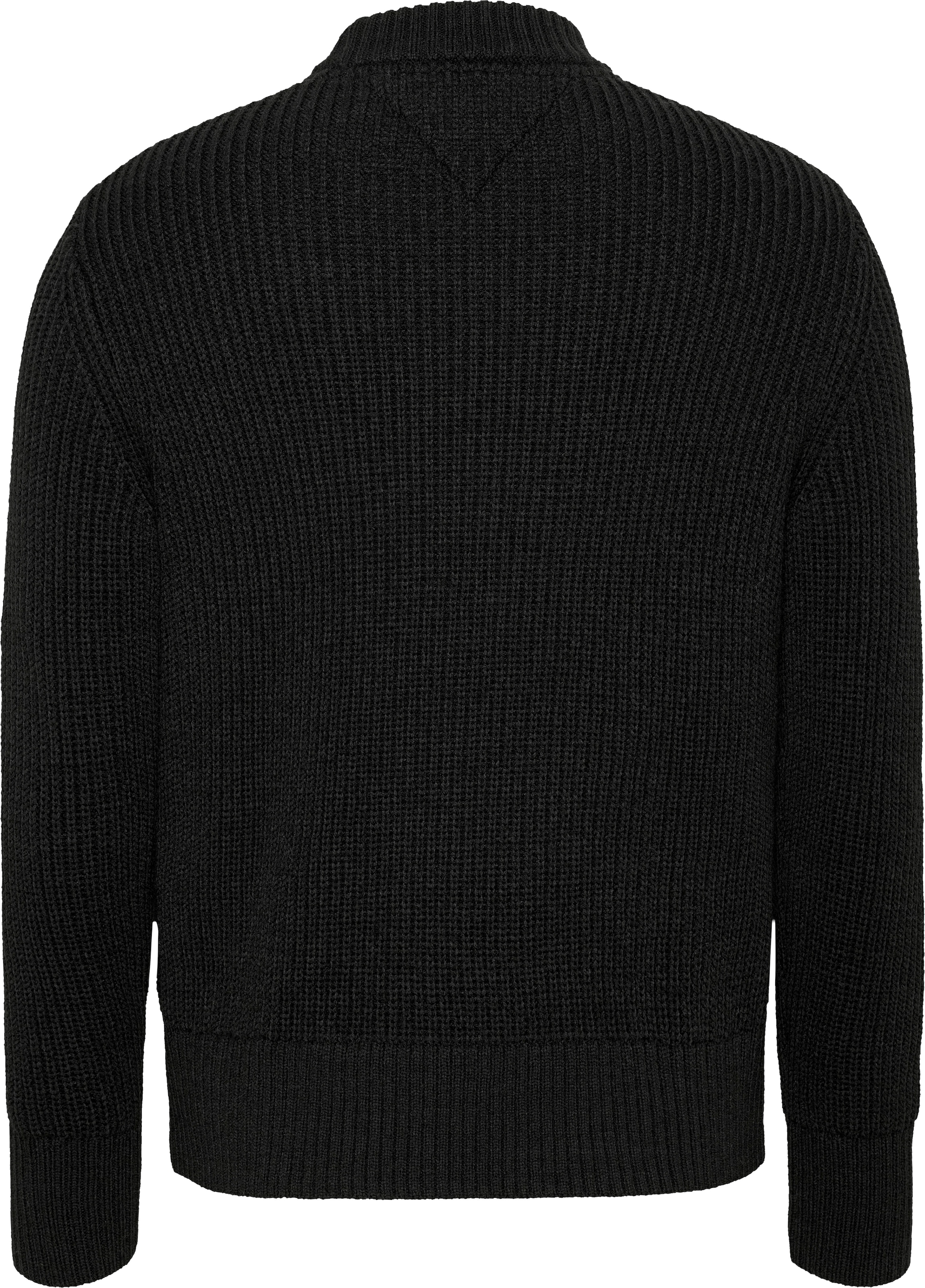 Tommy Jeans Rundhalspullover »TJM REG BADGE TEXTURED CNECK EXT«, in Unifarbe