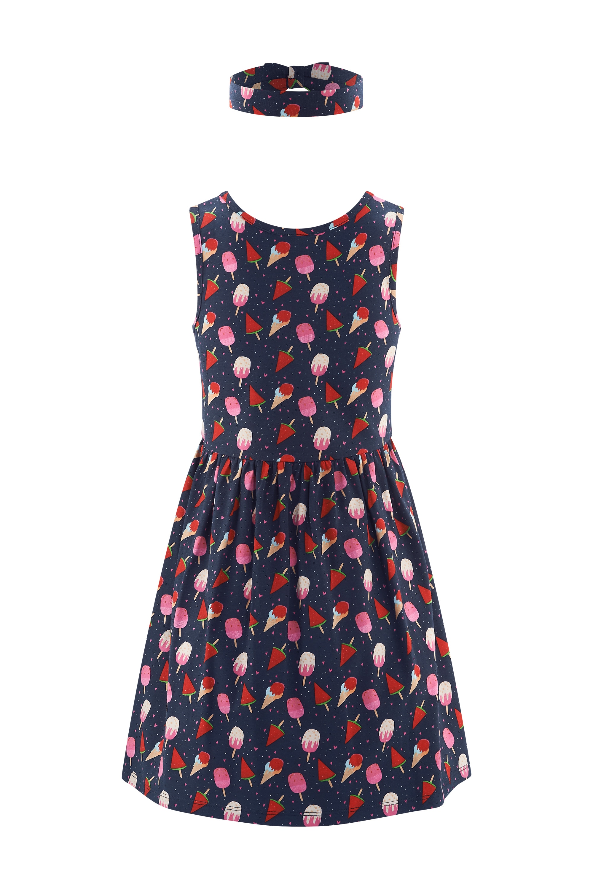 happy girls Jerseykleid Set, 2 tlg. tlg. mit süssem Haarband mit Schleifendetail
