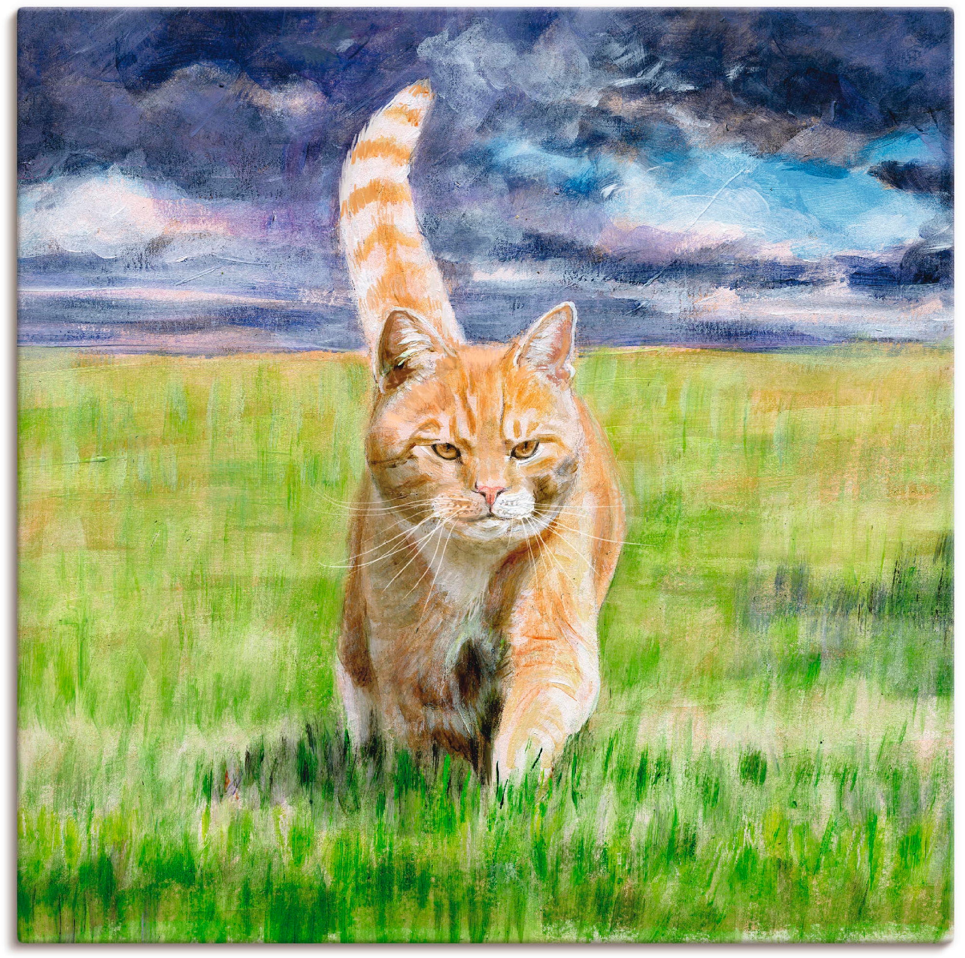 Image of Artland Leinwandbild "Auf Jagd" Haustiere 1 Stk. tlg. auf Holzrahmen gespannt