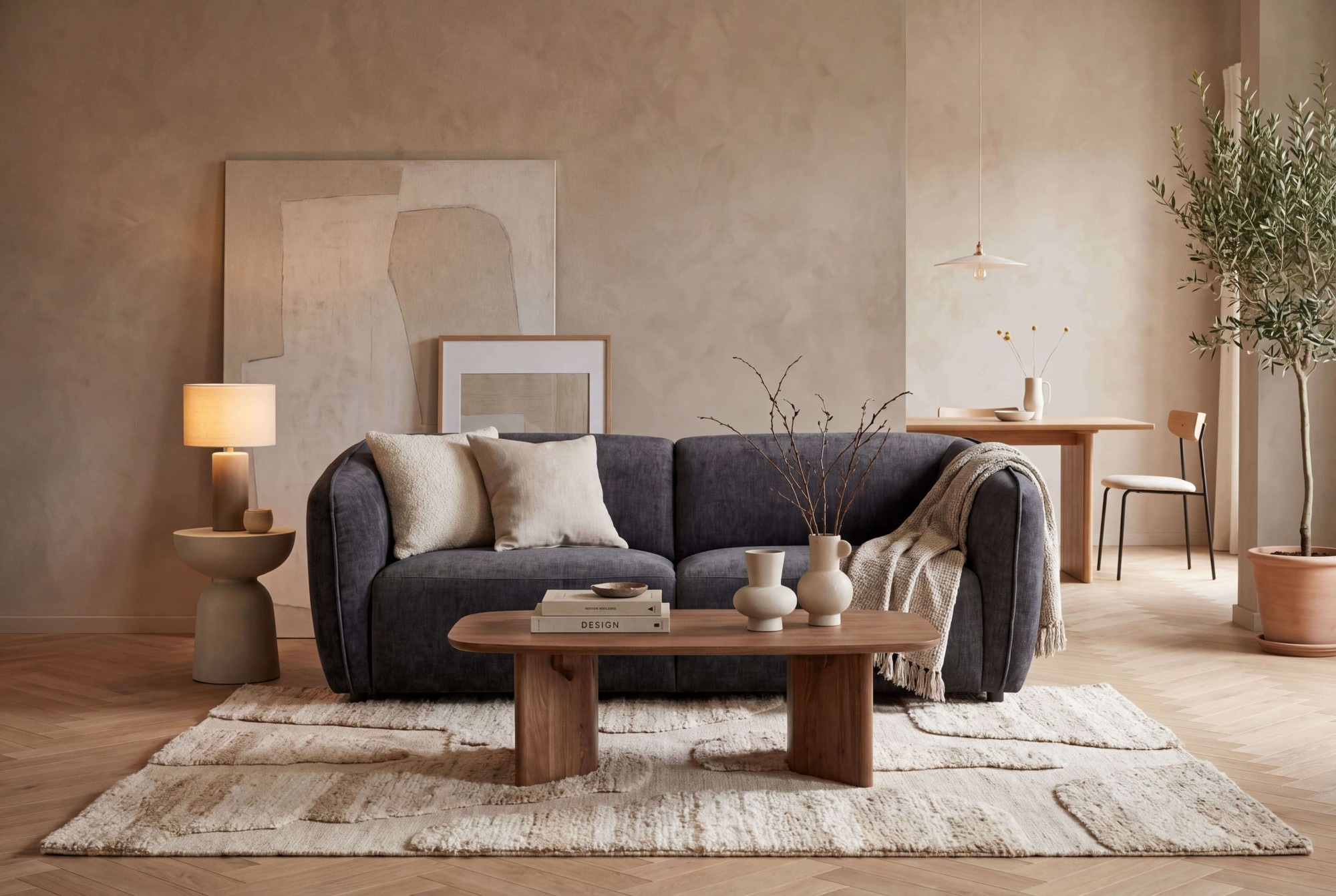 Home affaire 3-Sitzer »OSTRUP, Naturtöne, Boucle oder Chenille« Breite 221 cm, organische Form mit sanften Rundungen