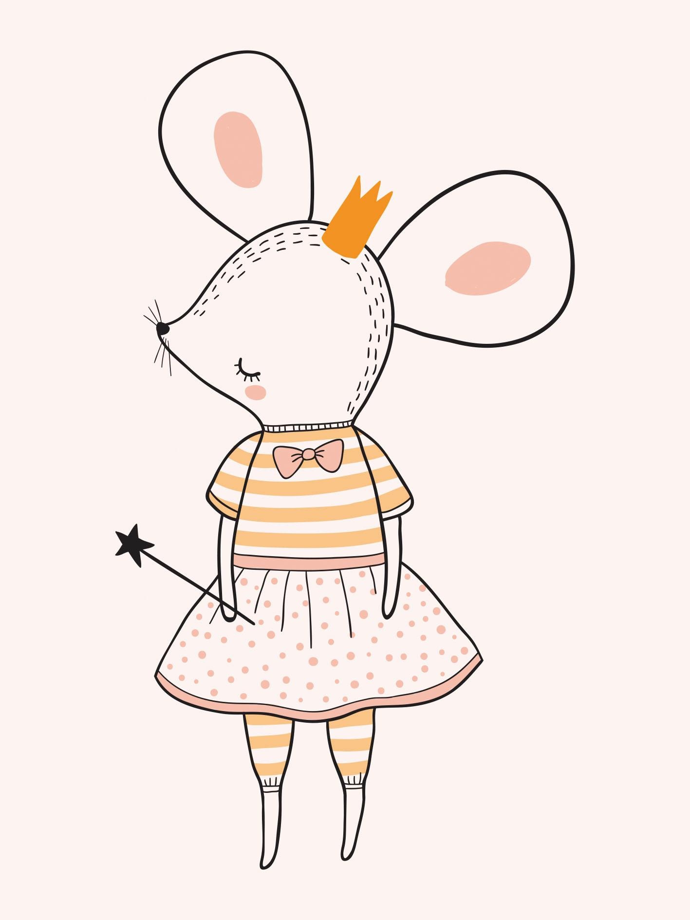 Image of Lüttenhütt Leinwandbild "Mäusefee Maus" Fashion Feen Figuren Kind Königinnen Tiere Premium-Leinwandstoff, Handarbeit aus Deutschland, Kindermotiv