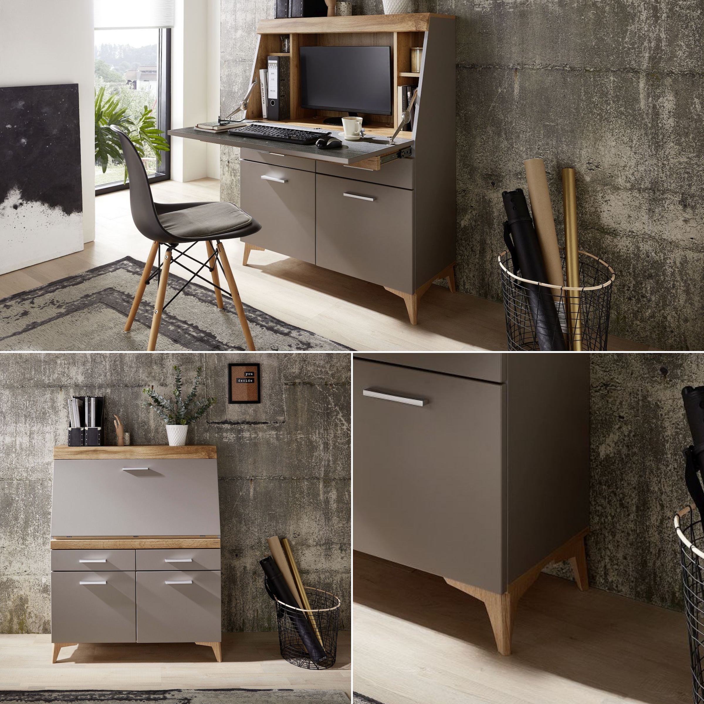 Innostyle Sekretär »SECRET« Stauraumschrank, mit Monitor-/Laptopfach, Soft-Close, Breite 98 cm