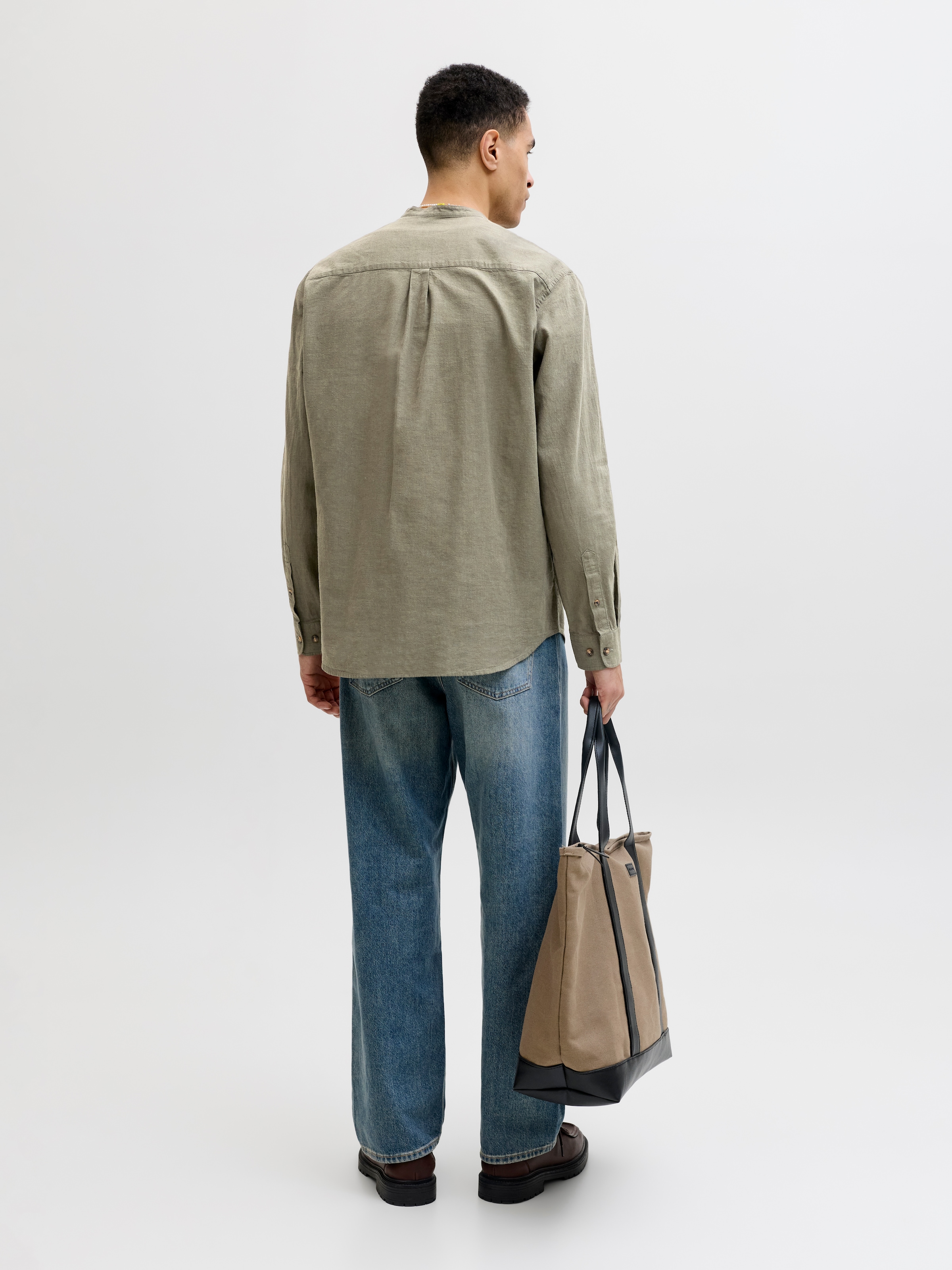 Jack & Jones Langarmhemd »JJESUMMER LINEN BLEND BAND SHIRT L/S SN« Baumwollmischung, regular fit