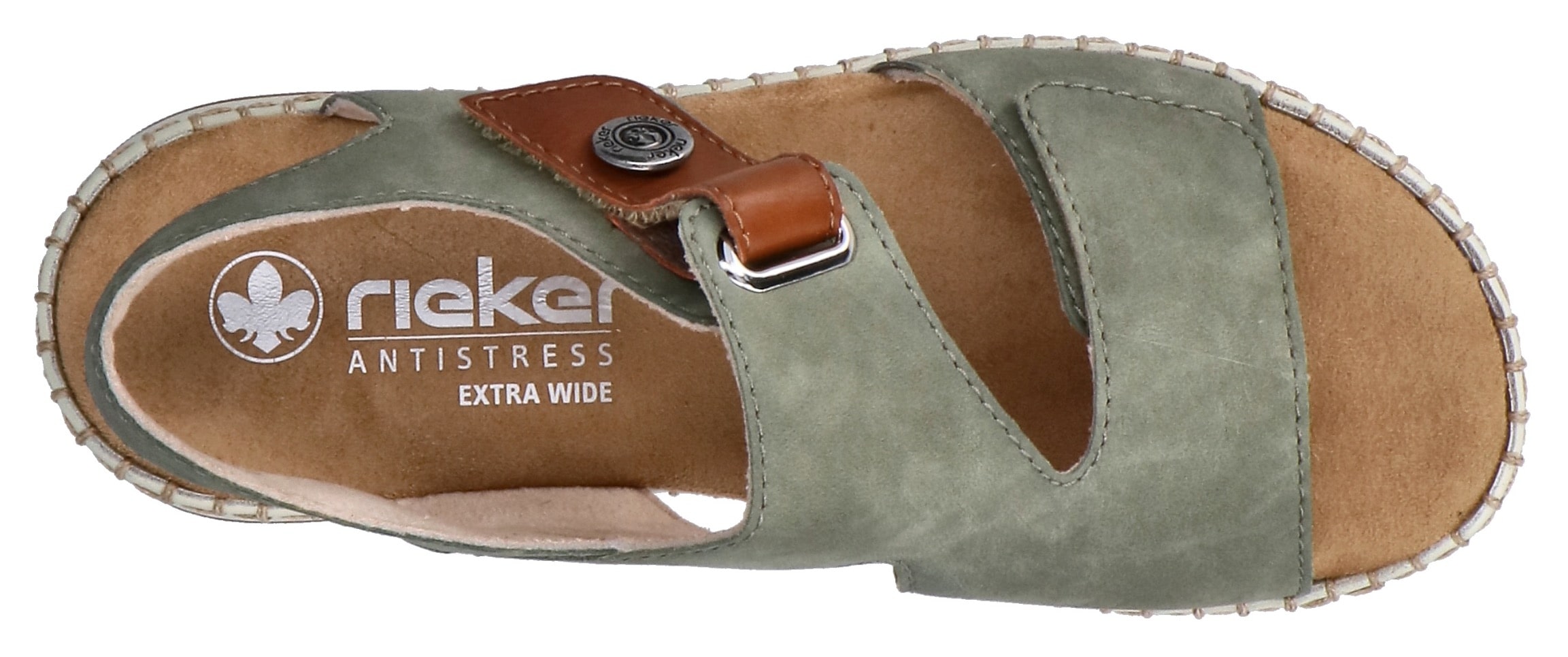 Rieker  chaussure d'été, chaussure à scratch avec couture décorative élaborée sur la semelle