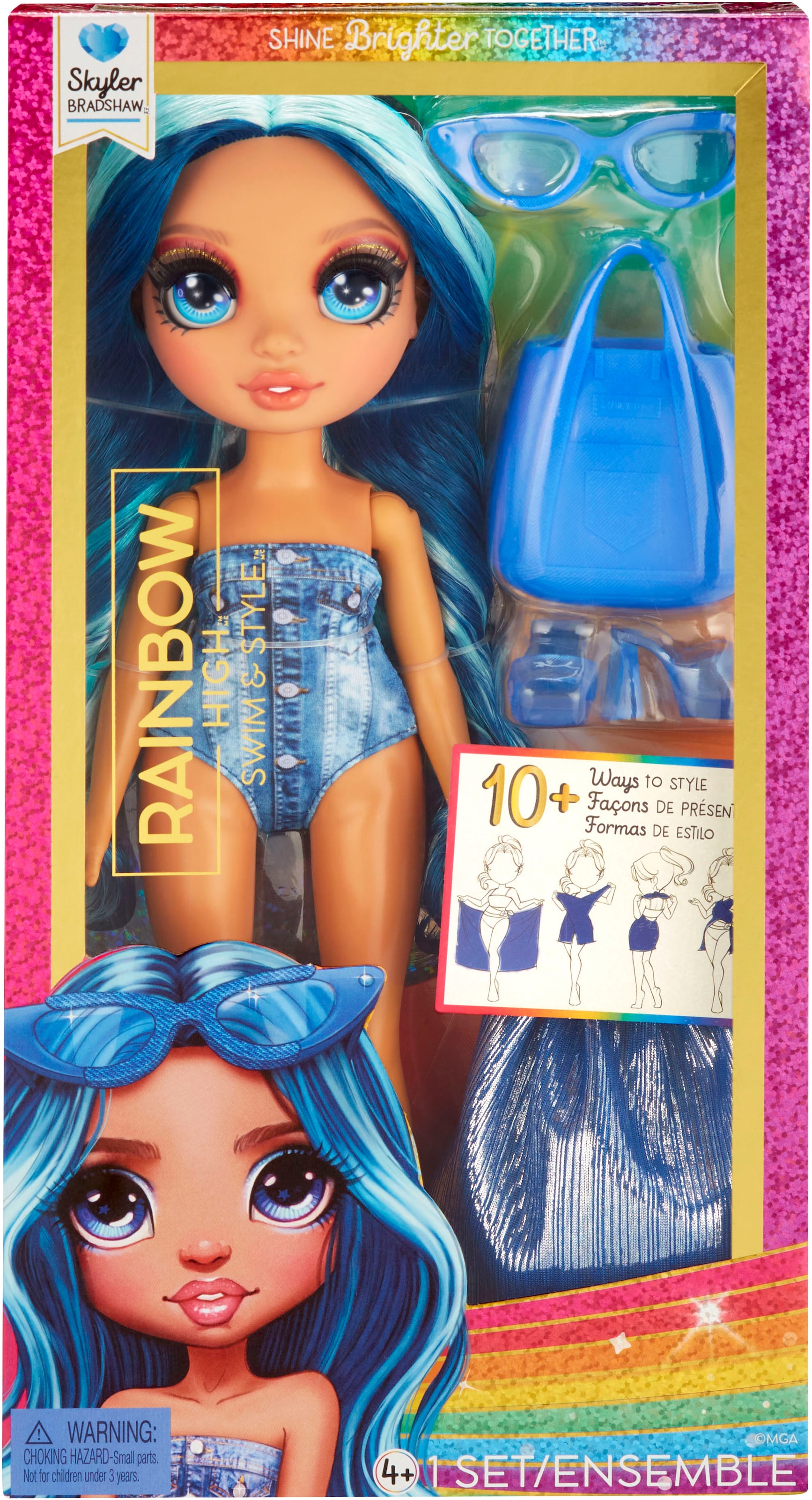 RAINBOW HIGH Anziehpuppe »Rainbow High Swim & Style  Fashion Doll- Skyler (Blue)«