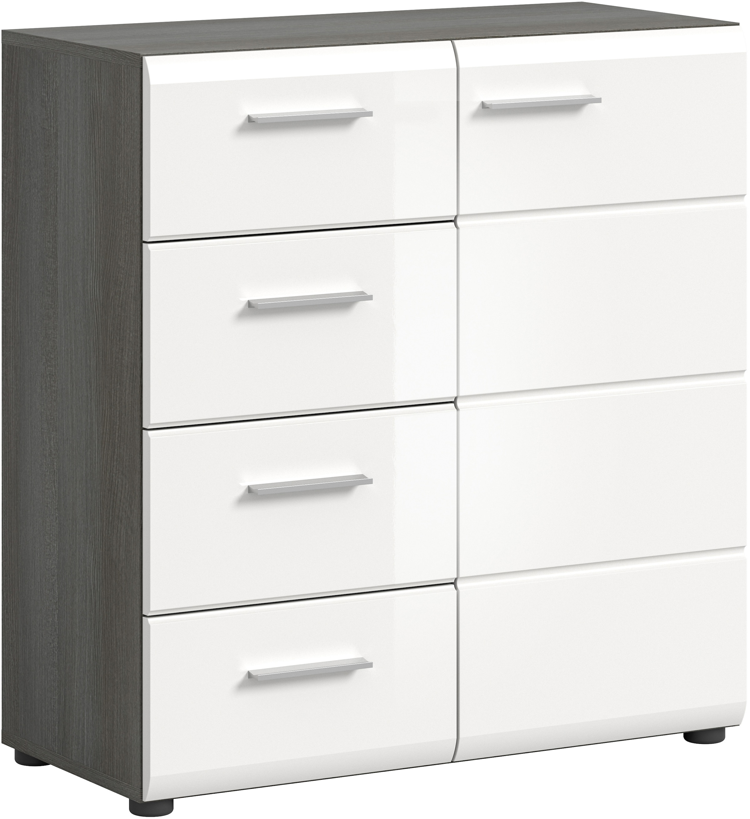 INOSIGN Kommode »Rumba, Breite 75cm, in Rauchsilberfarben Nachbildung/Weiss Hochglanz«, Kommode, Sideboard, Schrank