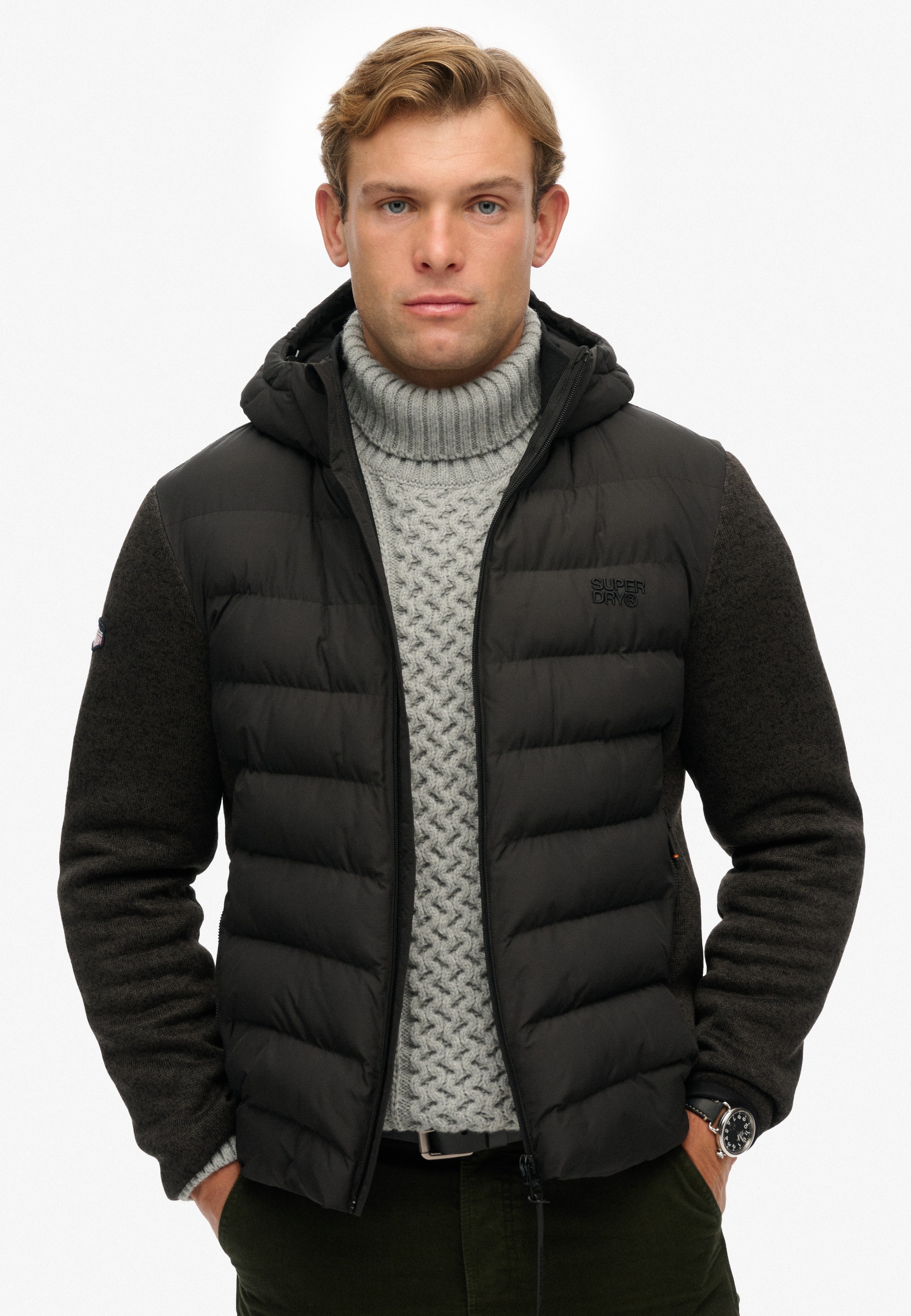 Superdry Veste matelassée »HOODED STORM KNIT HYBRID JKT« mit Kapuze