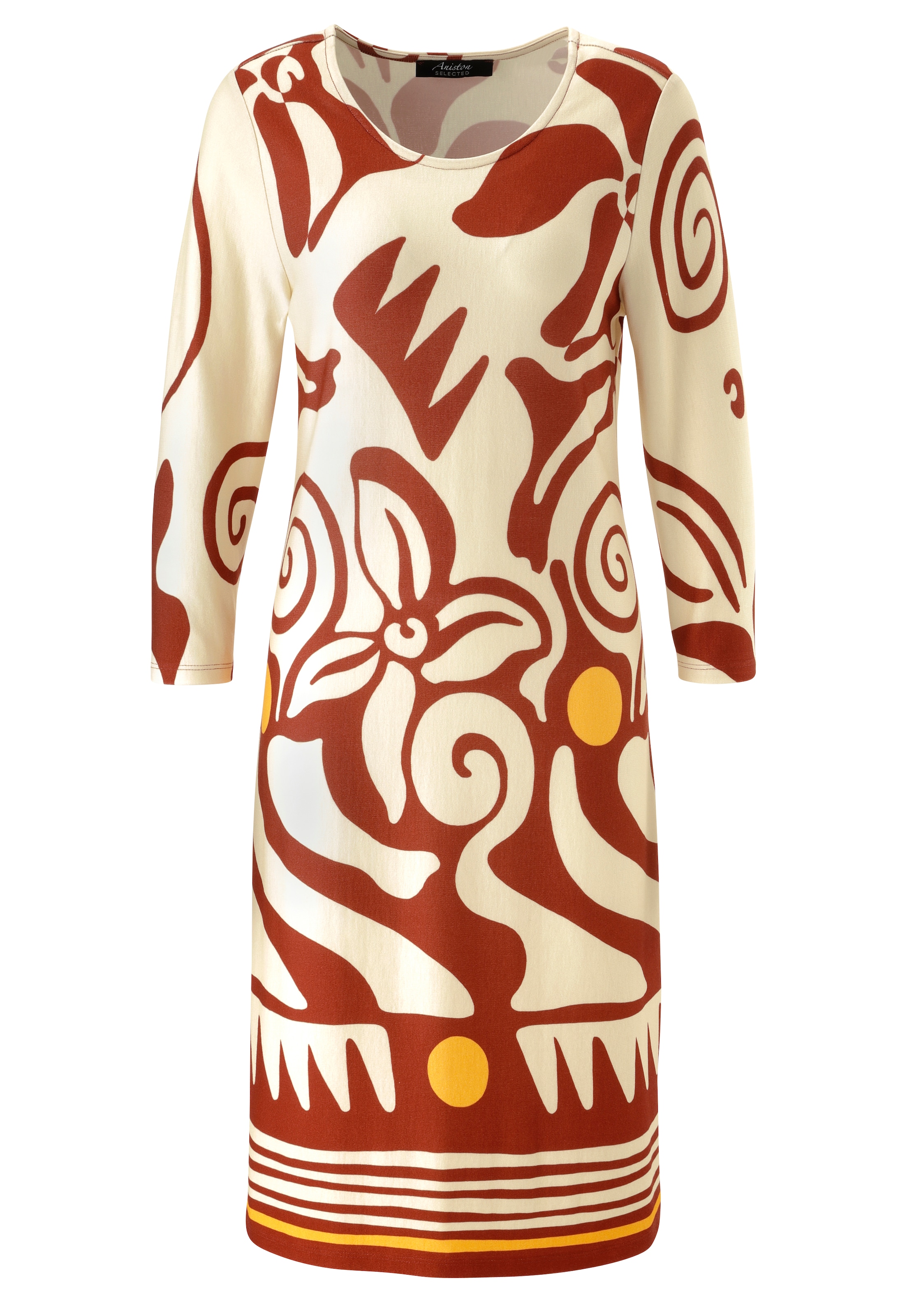 Aniston SELECTED Jerseykleid mit gestreifter Bordüre am Saum - NEUE KOLLEKTION