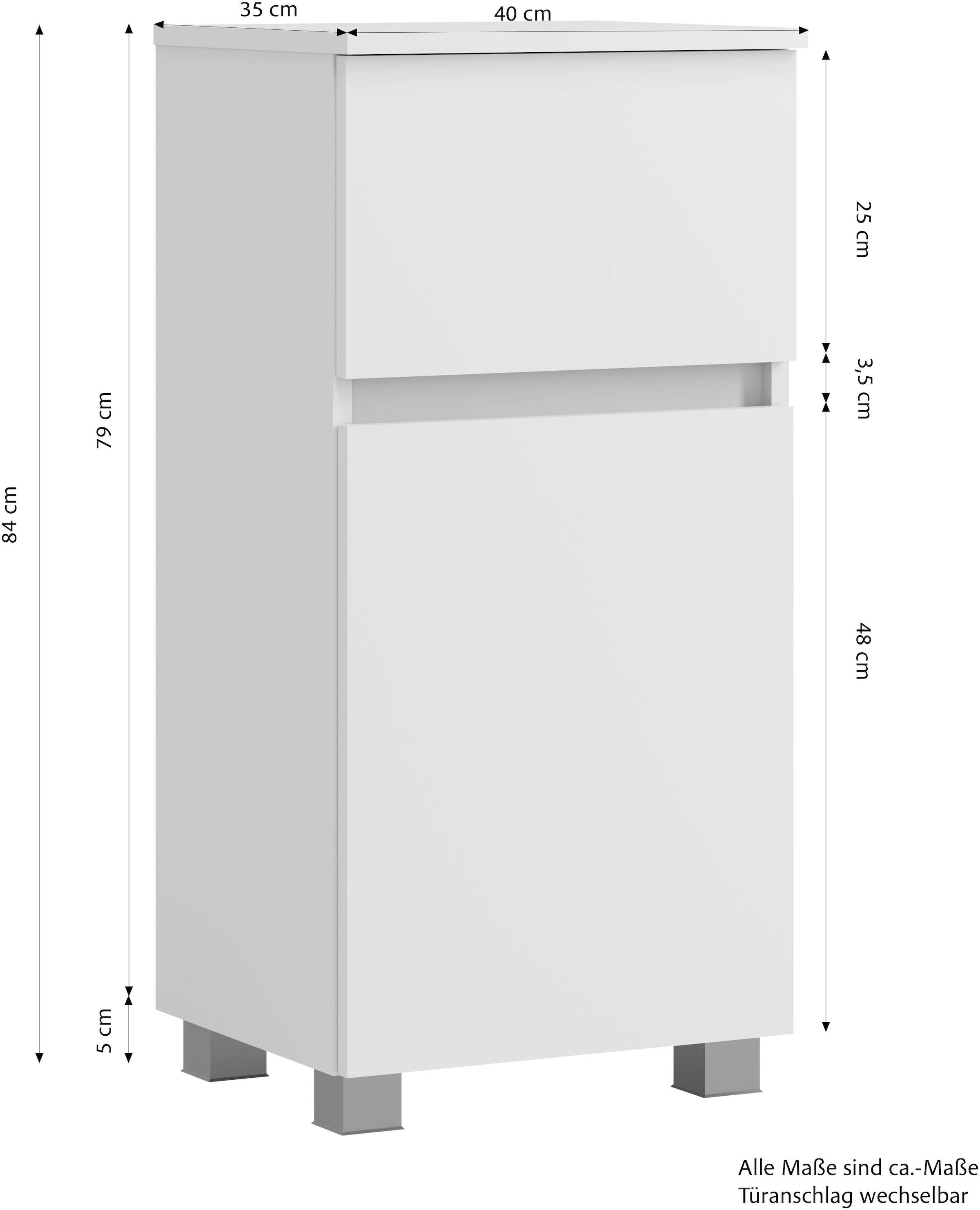 GOODproduct »BOZEN, Unterschrank 40 cm« griffloses Design, Masse (B/T/H): 40/35/79 cm