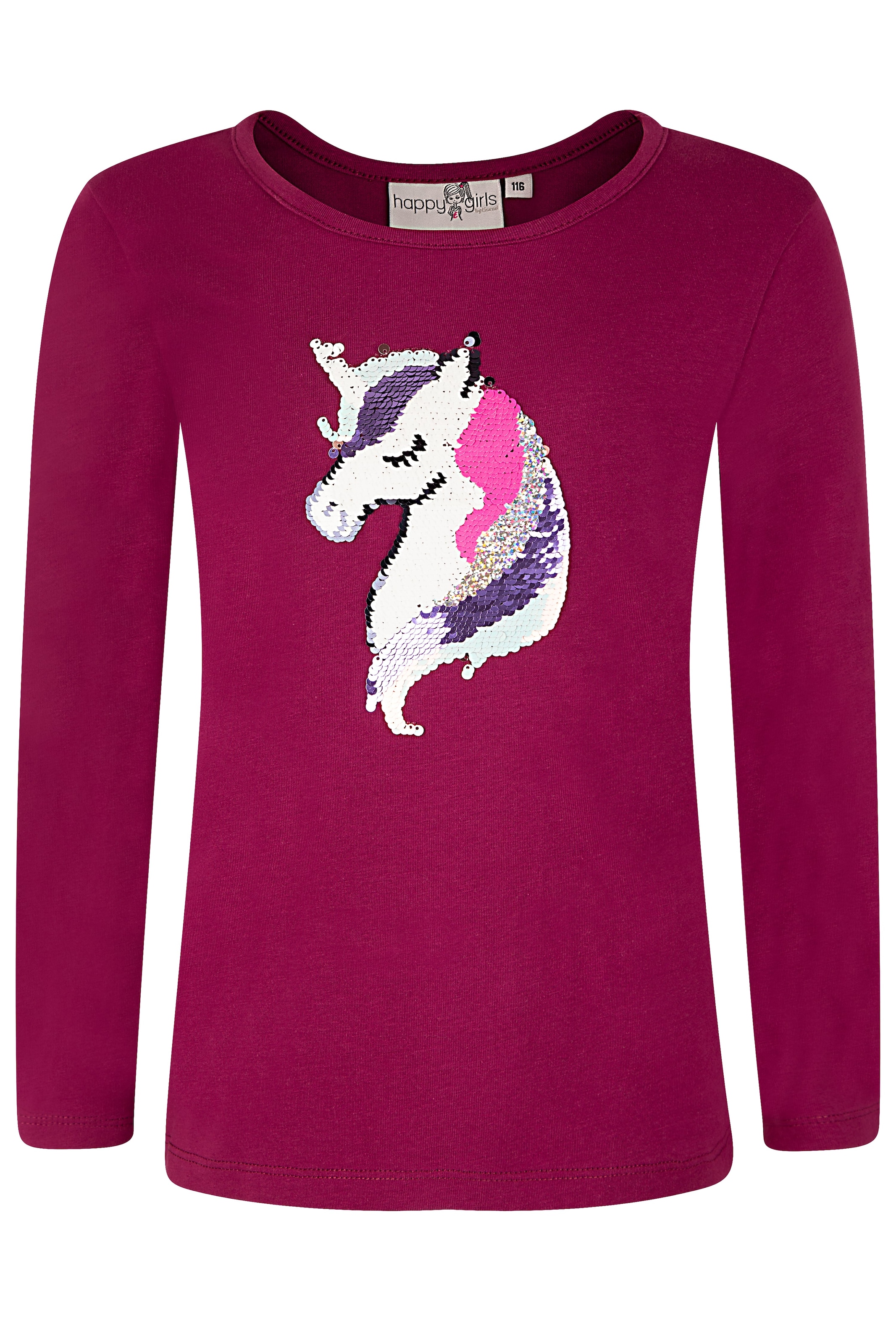 Image of happy girls Langarmshirt mit süssem Einhorn-Motiv aus tollen Wechsel-Pailletten