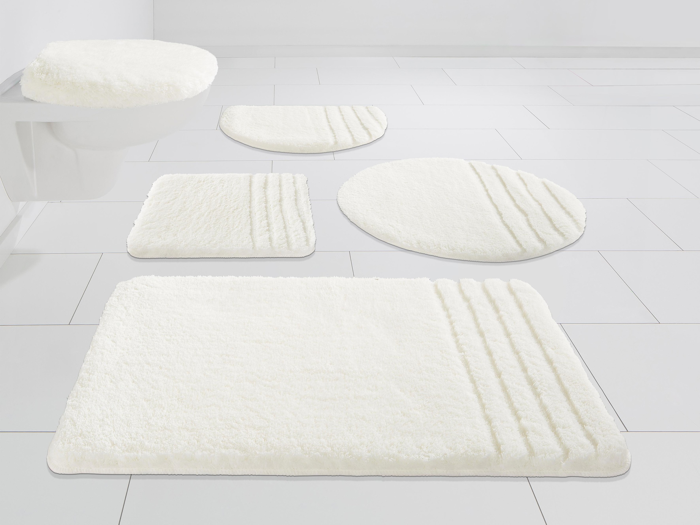 Möve Badematte »Loft, Badvorleger, Badezimmer Teppich«, rutschhemmend beschichtet, fussbodenheizungsgeeignet-strapazierfähig-schnell trocknend, Badteppich, Badematten auch als 2 teiliges Set & rund