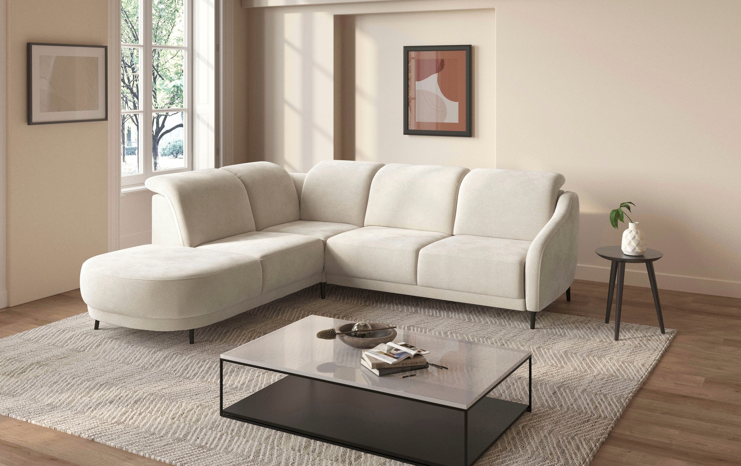 sit&more Canapé d'angle »Blues L-Form« au choix avec table rabattable et USB