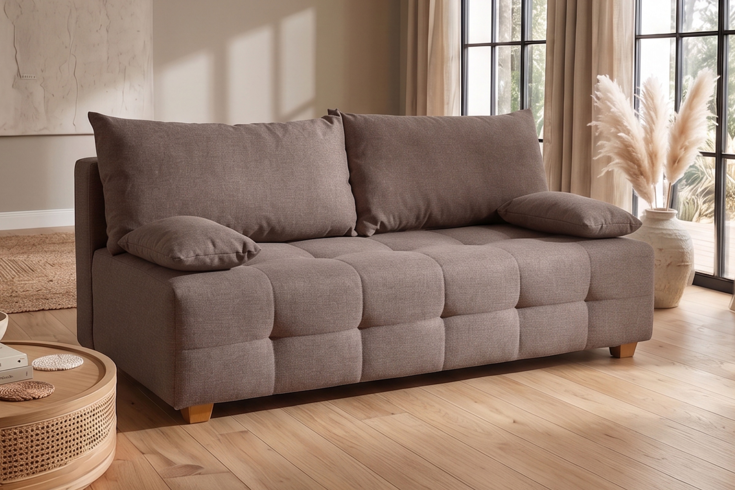 Image of COLLECTION AB Schlafsofa "Bella, B: 196 cm, Liegefl. 145x196 cm" Schlaffunktion, Bettkasten & 2 Armlehnenkissen, Federkern