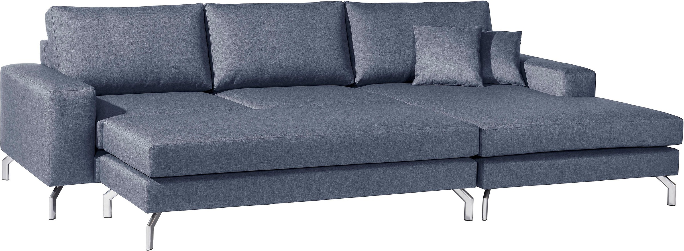 Max Winzer® Ecksofa »Flori Set inkl. Hocker, guter Sitzkomfort, aktuelles Design«, (Spar-Set, Ecksofa und Hocker), elegant mit abgewinkelten Chromfüssen, inklusive Zierkissen
