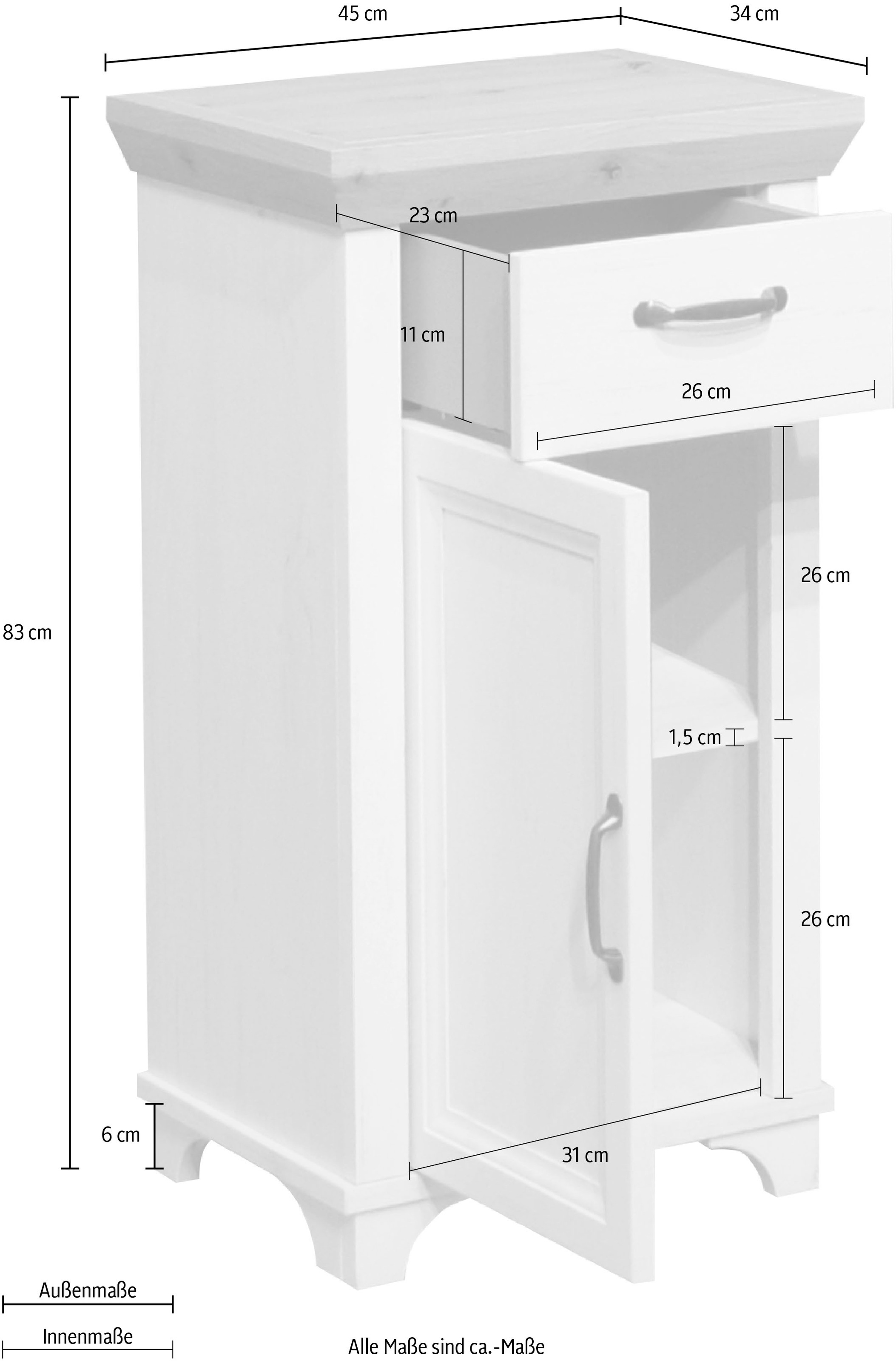 Mäusbacher Unterschrank »Mali« Landhausstil, Breite 45 cm, Höhe 83 cm, Metallgriffe