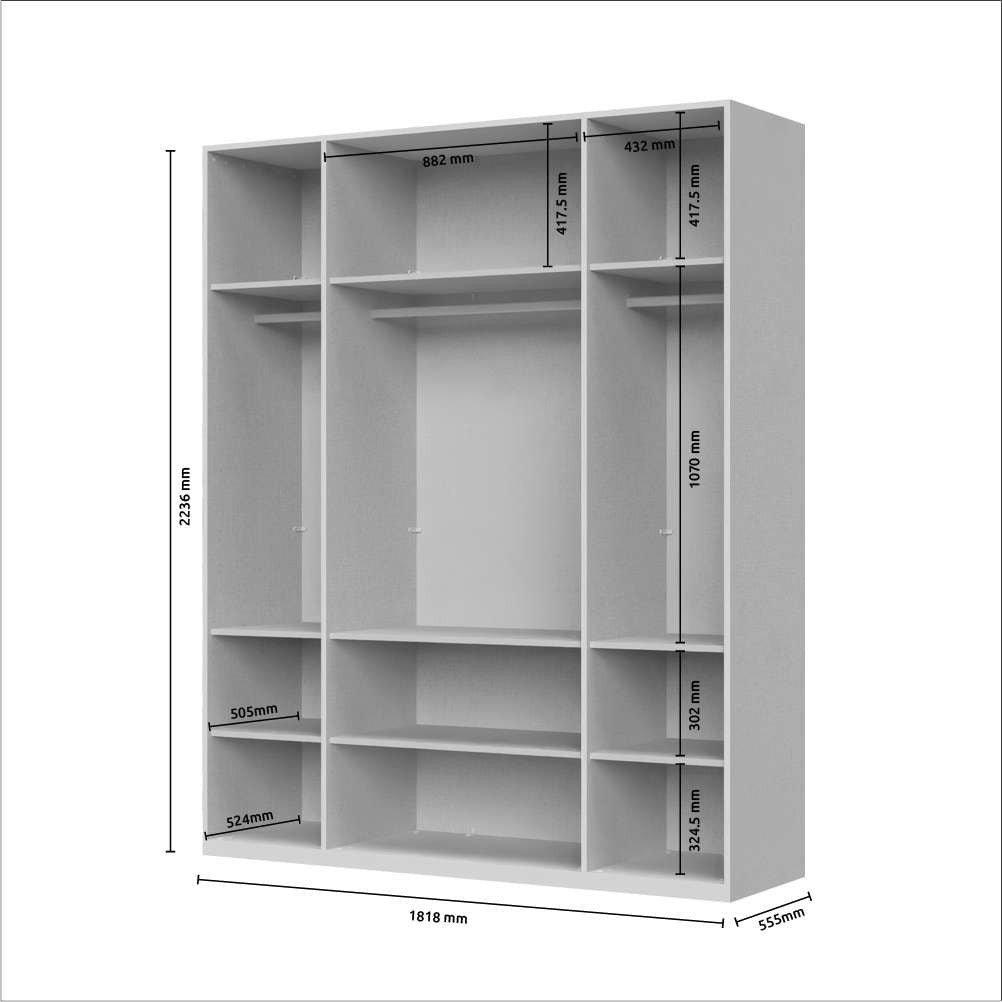 GOODproduct Drehtürenschrank »Opera Parsol-Glastüren, LED-Innenbeleuchtung, mit und ohne Kranz« Glastüren, UV-Lack, LED-Innenbeleuchtung, Soft-Close-Funktion
