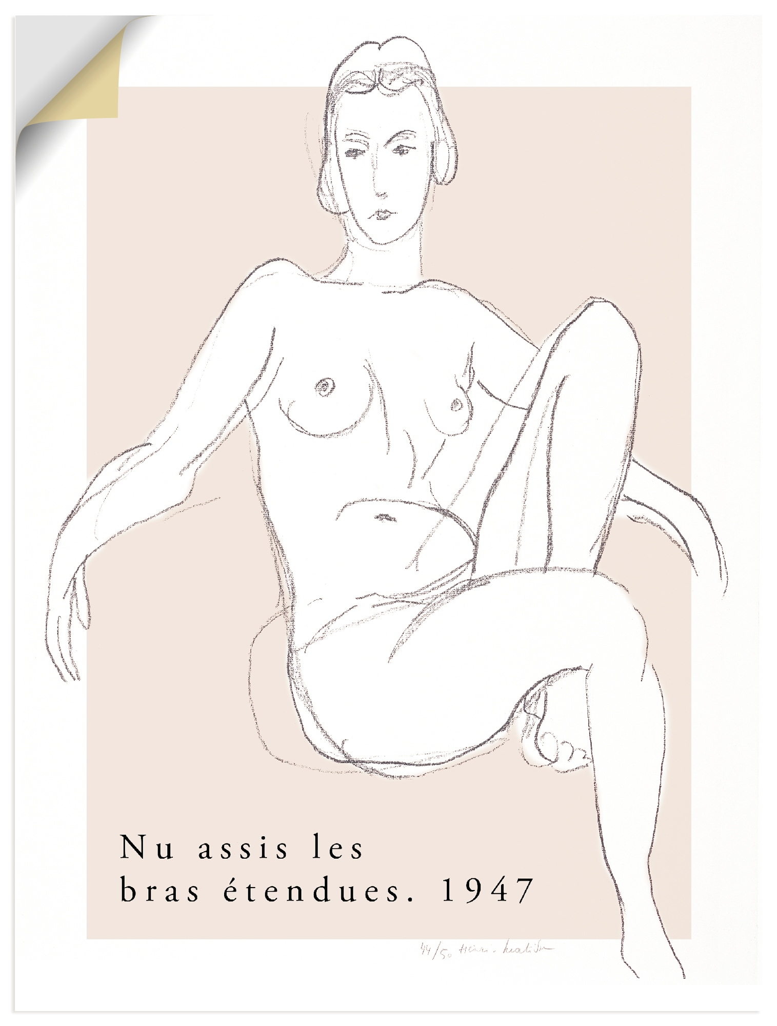 Image of Artland Wandbild "Nu assis les bras étendues 1947" Bilder von Frauen 1 Stk. tlg. als Alubild, Leinwandbild, Poster, Wandaufkleber in verschied. Grössen