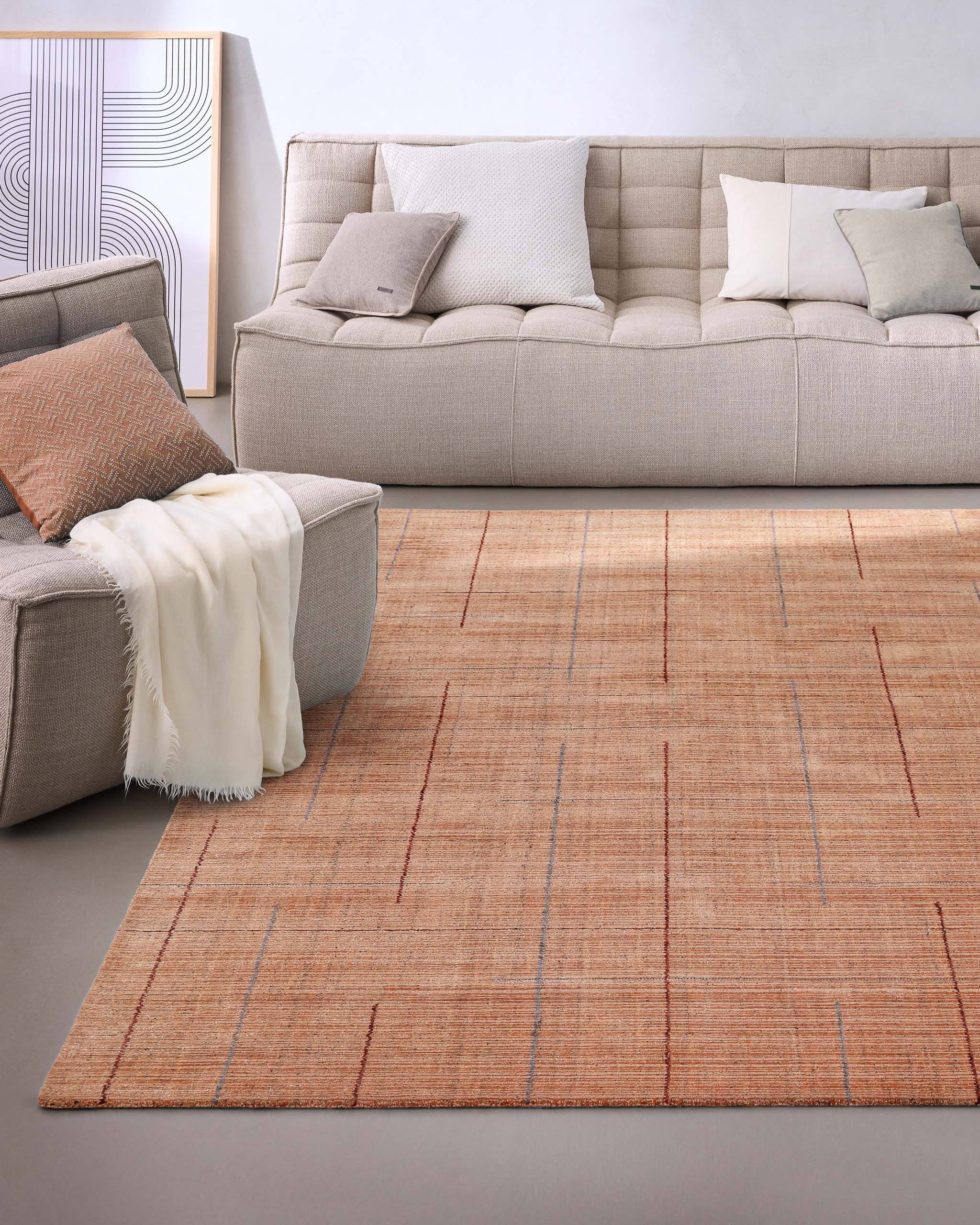 Wecon home Tapis »Milly« Rectangulaire 11 mm Höhe Kurzflorteppich, handgewebt, Naturfaser, Linienmuster, Wohnzimmer
