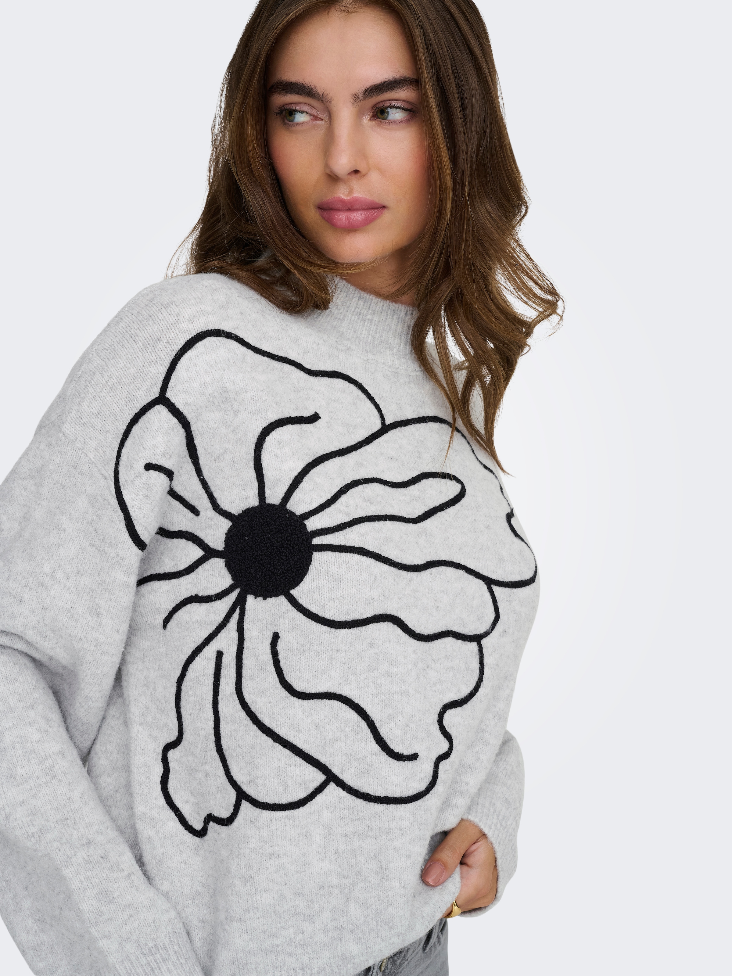 ONLY Pull en tricot »ONLLOI LS HIGH NECK FLOWER PULL EX KNT«