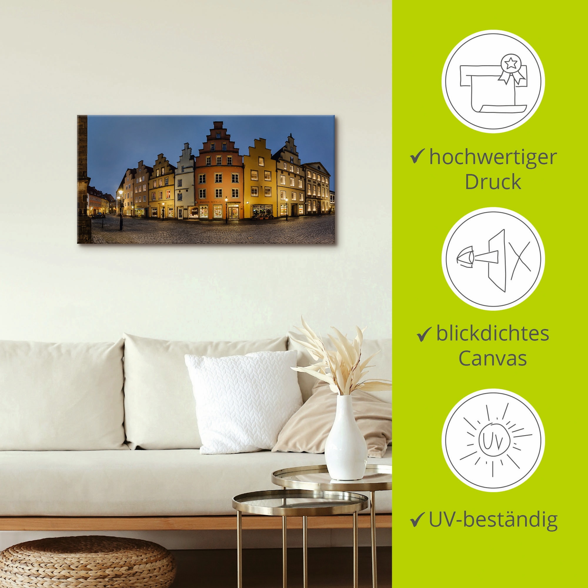Artland Leinwandbild »Altstadt Osnabrück« Deutschland 1 Stk. tlg. auf Holzrahmen gespannt